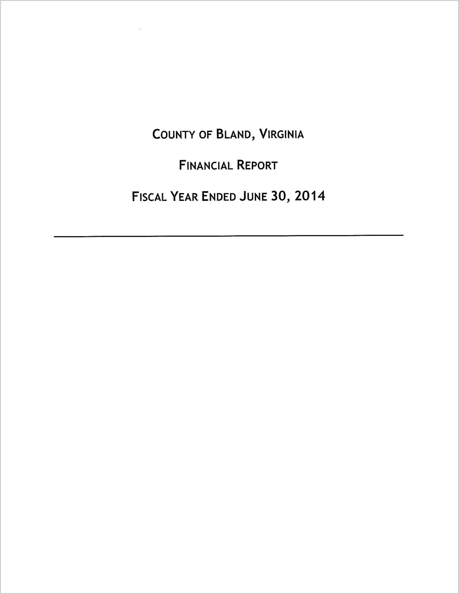 2014 Annual Financial Report for County of Bland