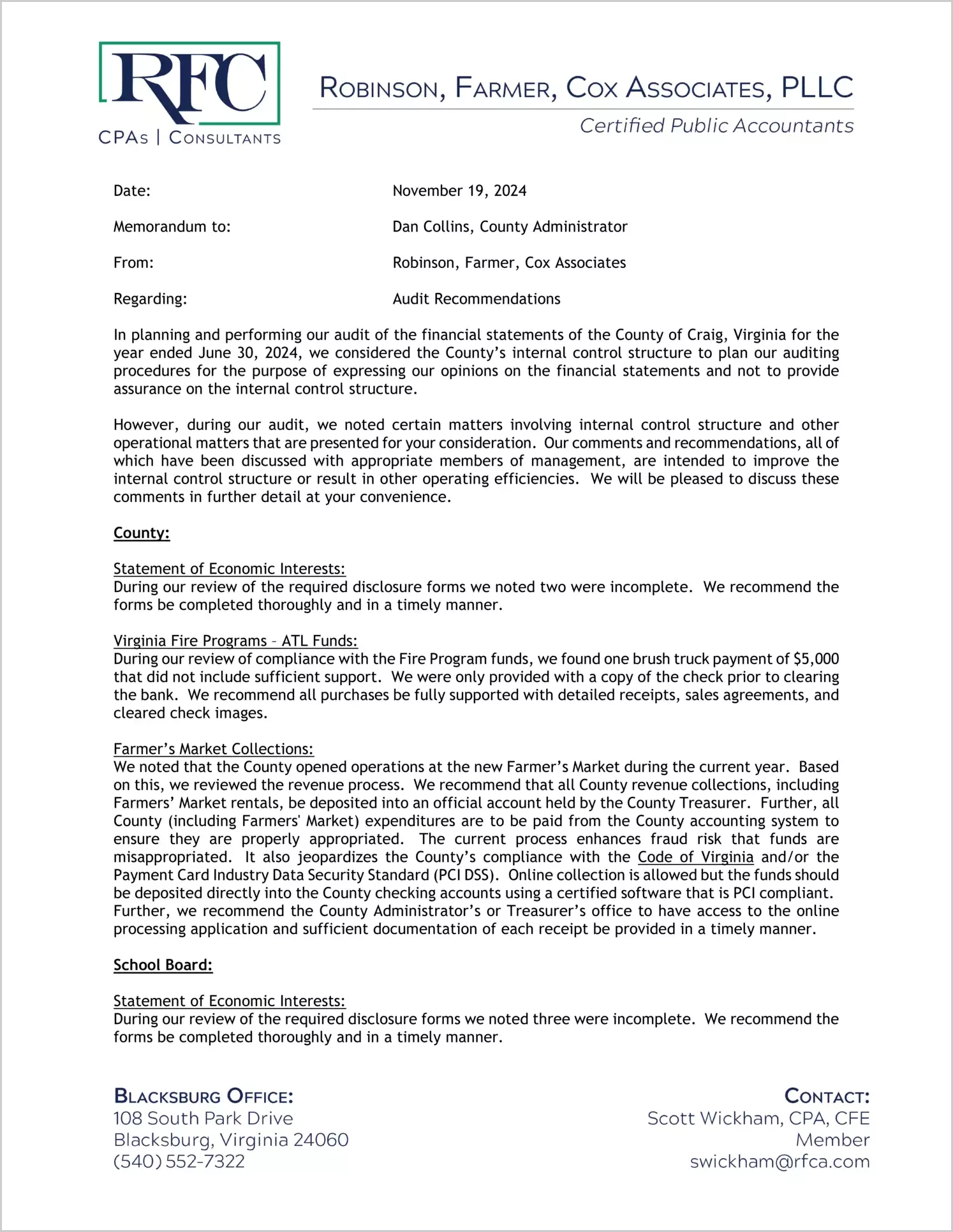 preview of 2024 Management Letter for County of Craig