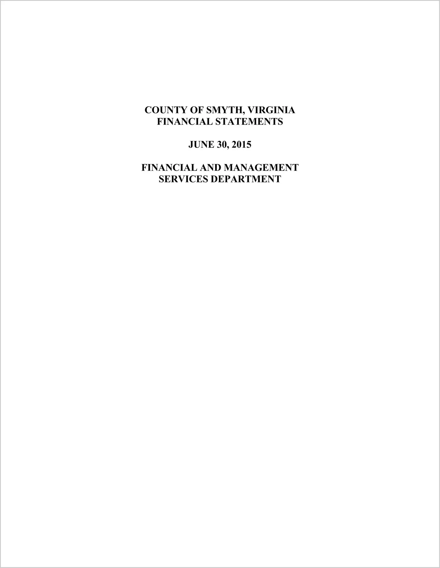 2015 Annual Financial Report for County of Smyth