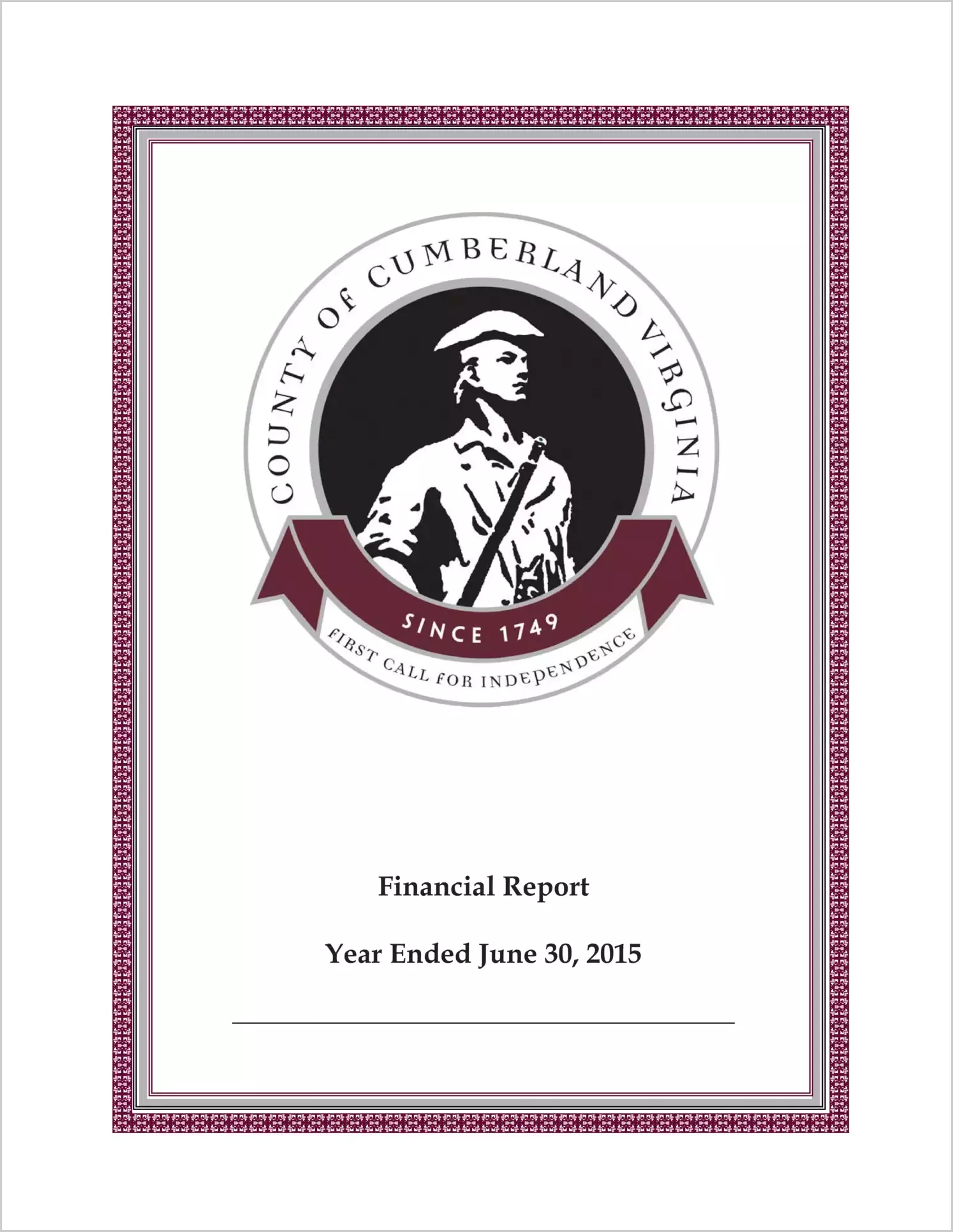 2015 Annual Financial Report for County of Cumberland