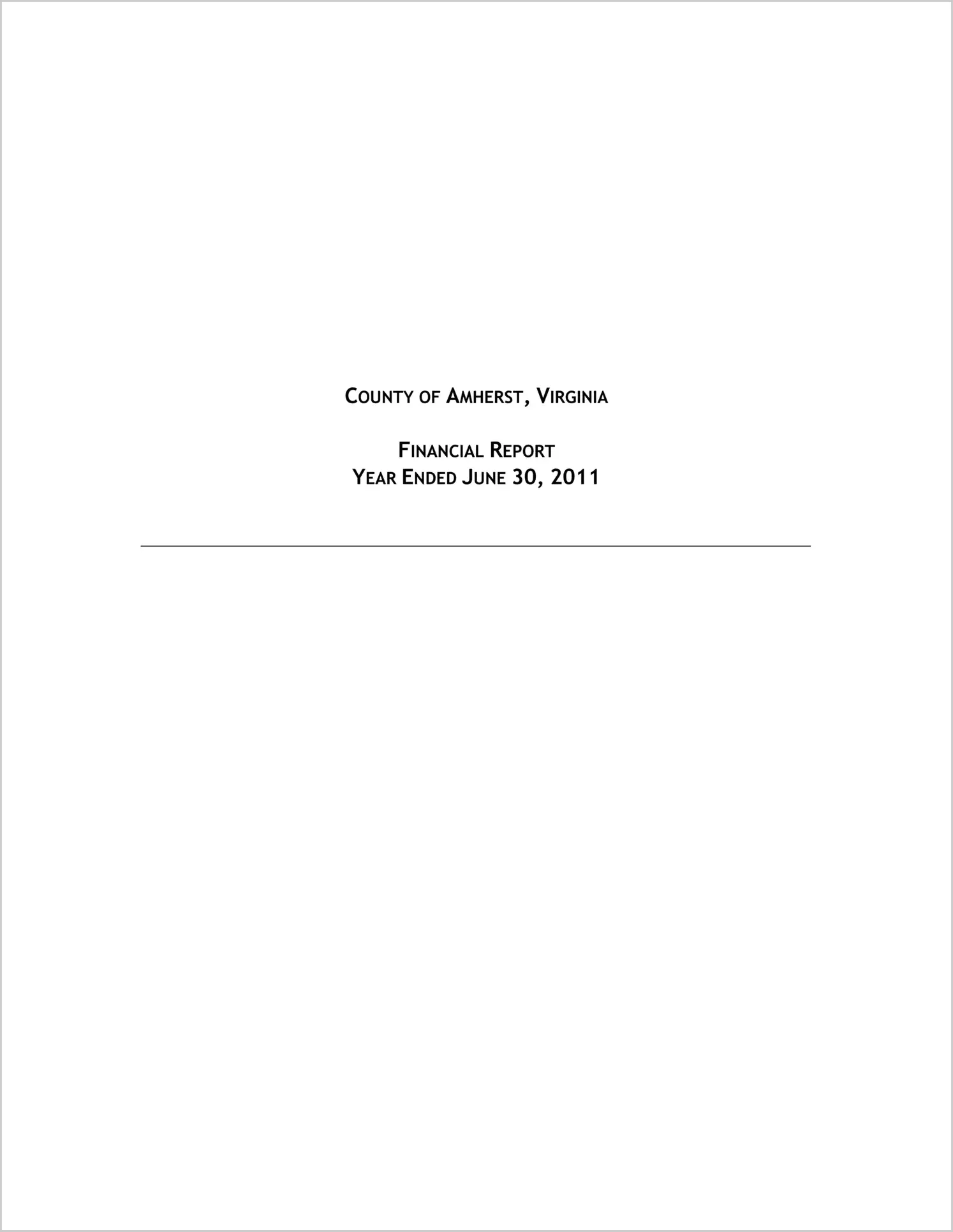 2011 Annual Financial Report for County of Amherst