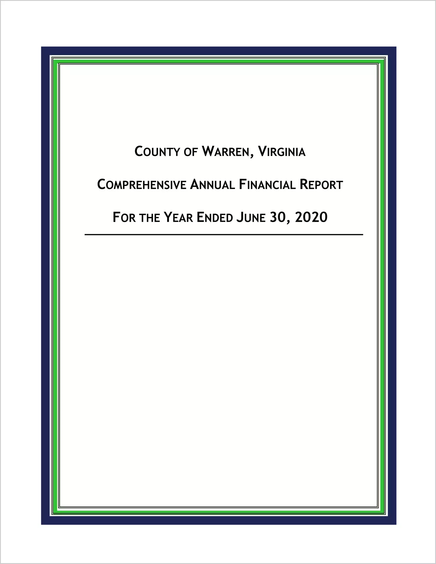 2020 Annual Financial Report for County of Warren