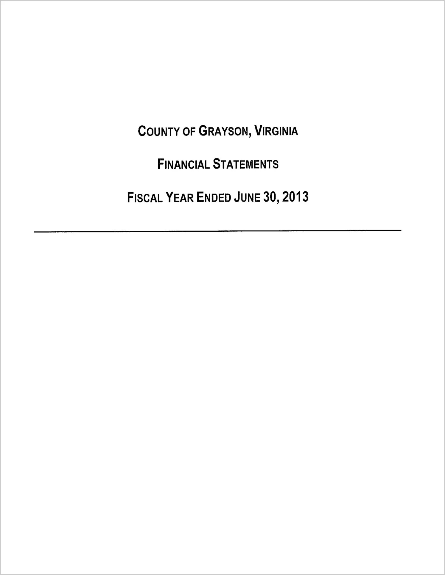 2013 Annual Financial Report for County of Grayson