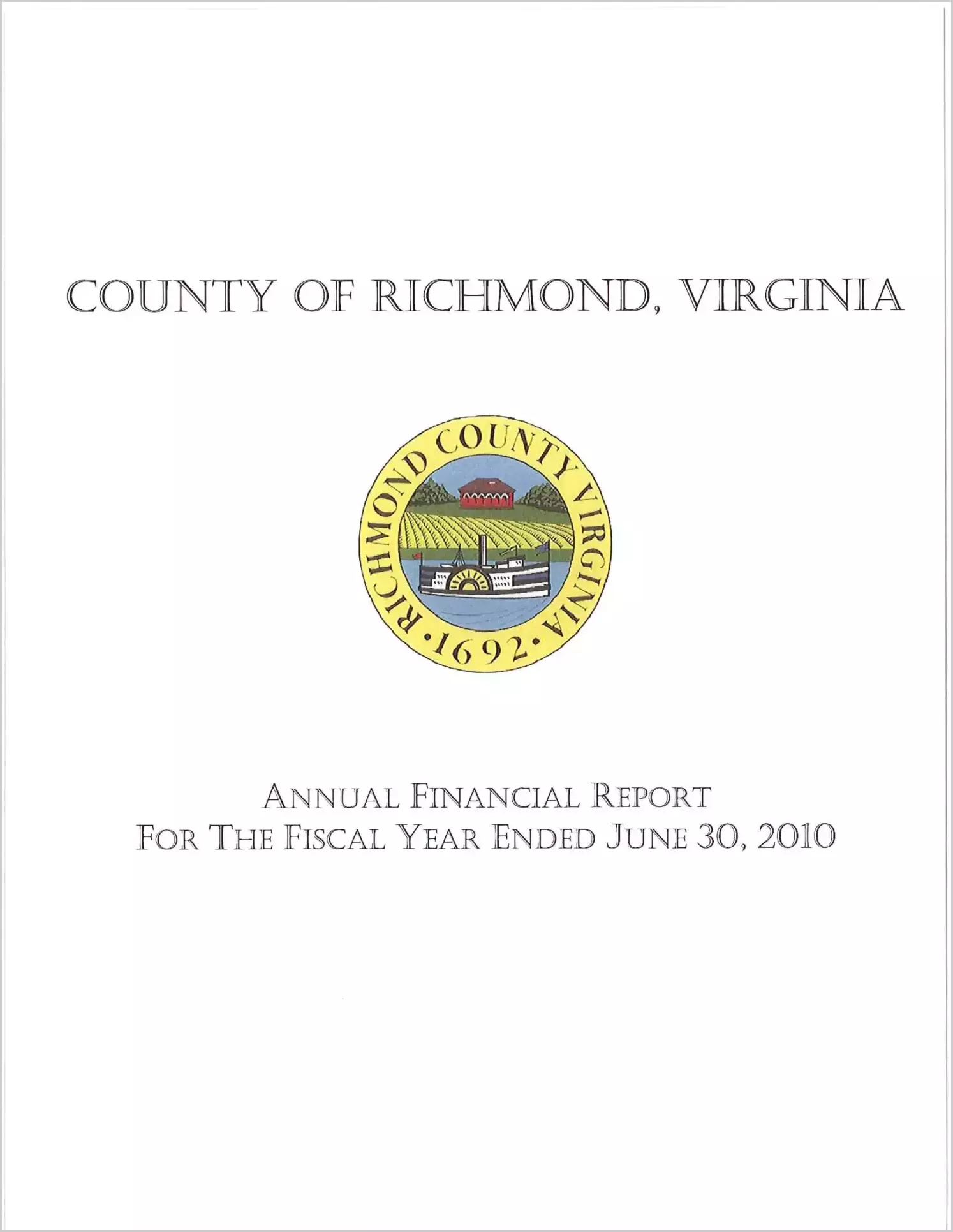 2010 Annual Financial Report for County of Richmond
