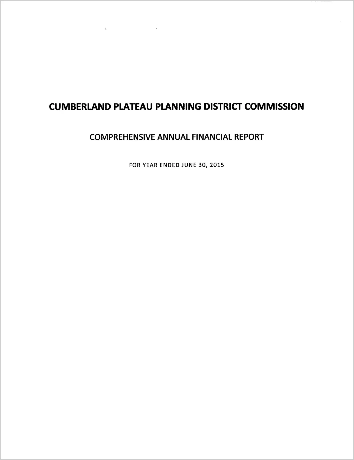 2015 ABC/Other Annual Financial Report  for Cumberland Plateau Planning District Commission