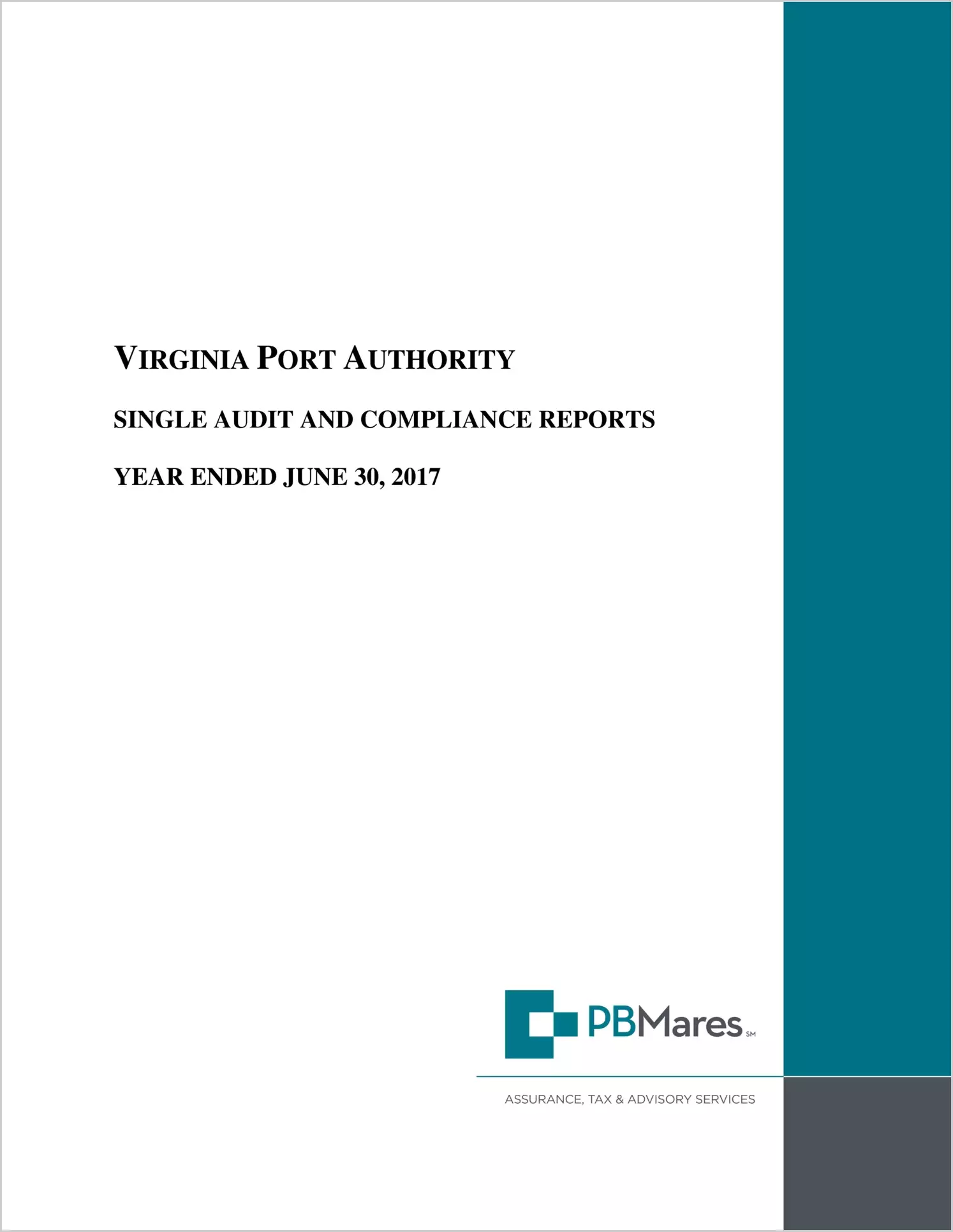 Virginia Port Authority for the year ended June 30, 2017