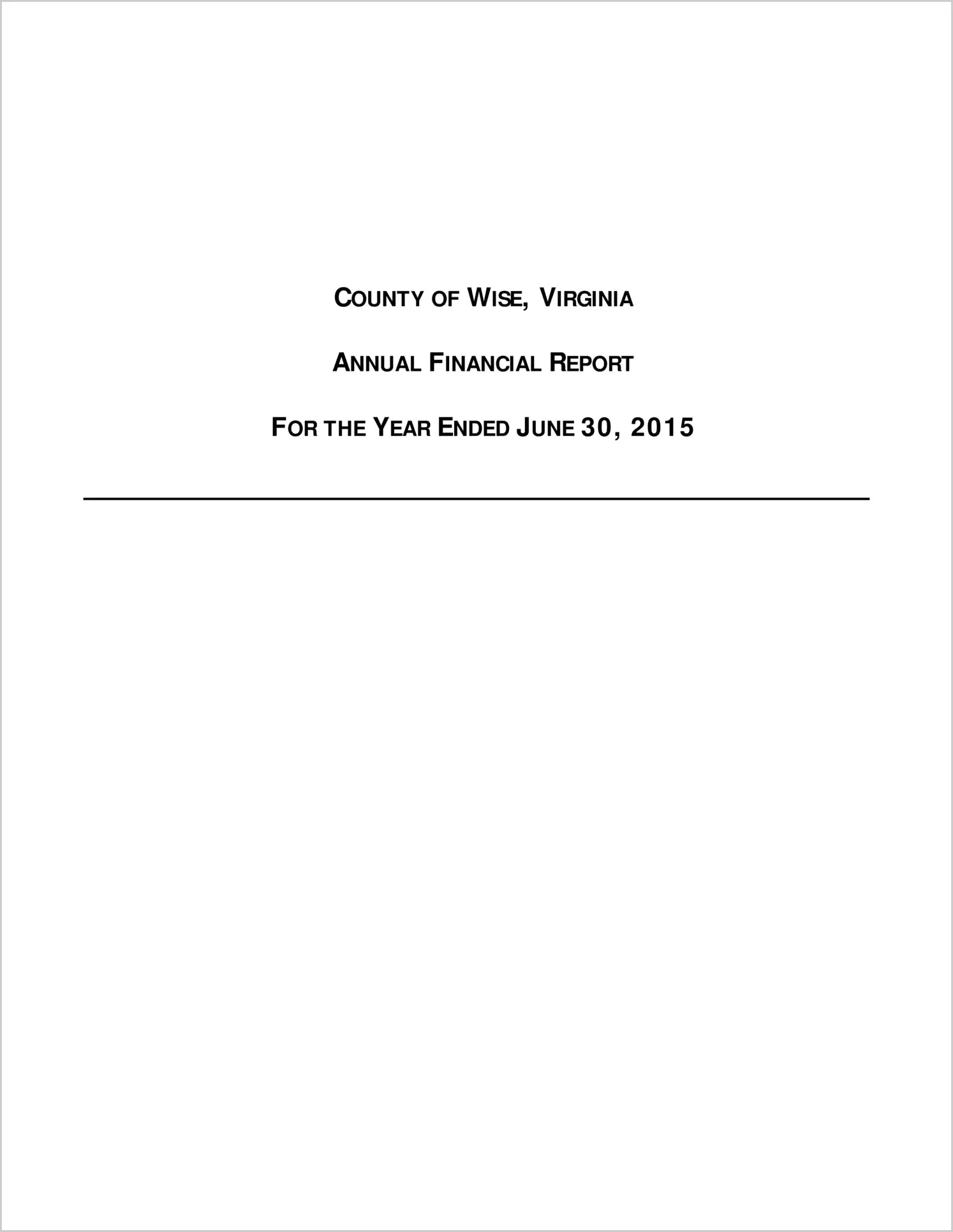2015 Annual Financial Report for County of Wise