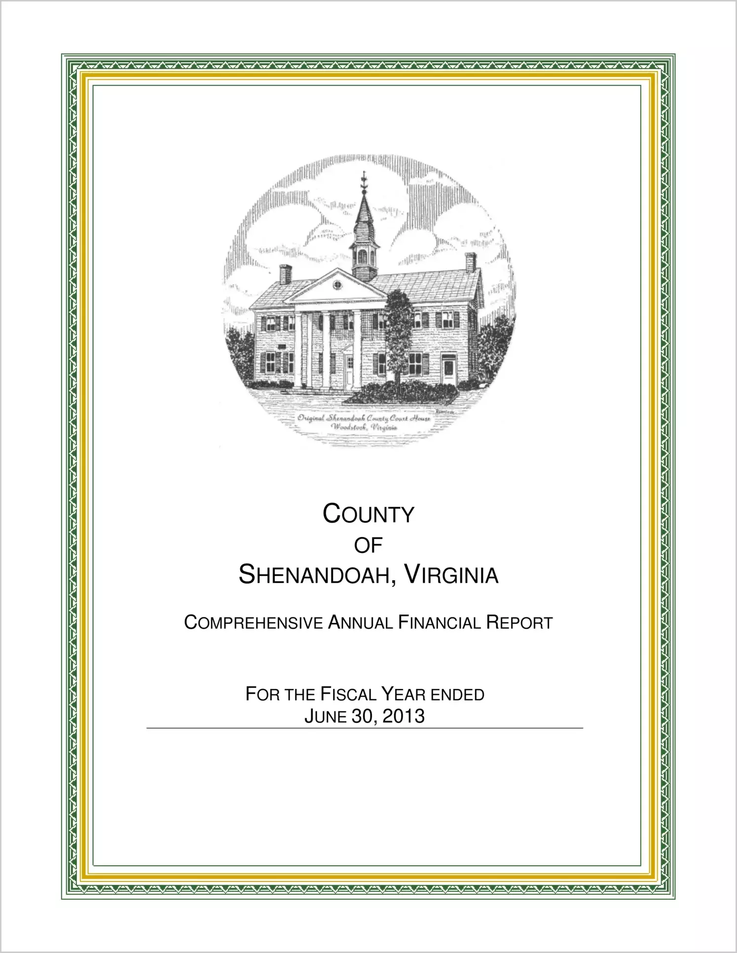 2013 Annual Financial Report for County of Shenandoah