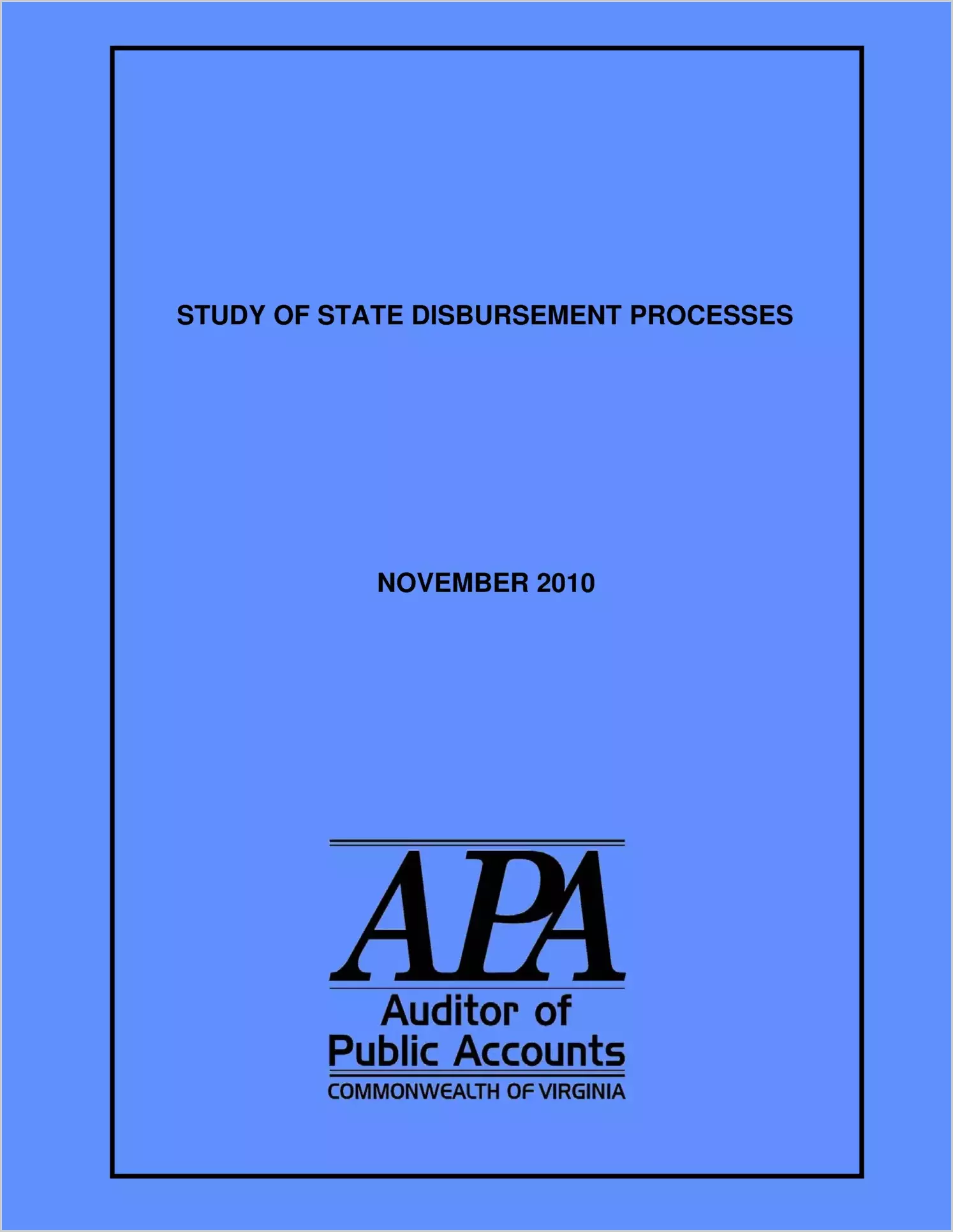 Study of State Disbursement Processes.