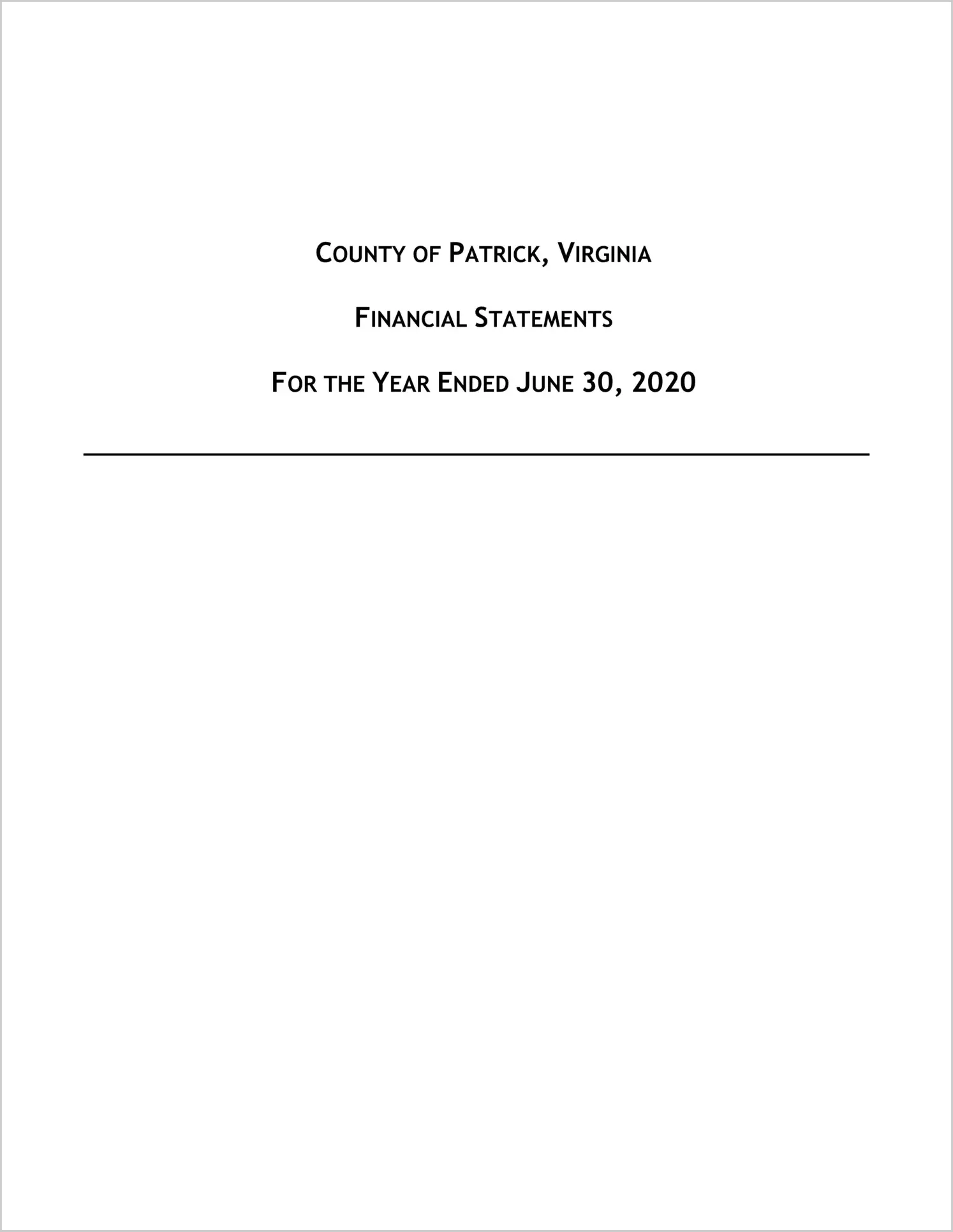 2020 Annual Financial Report for County of Patrick