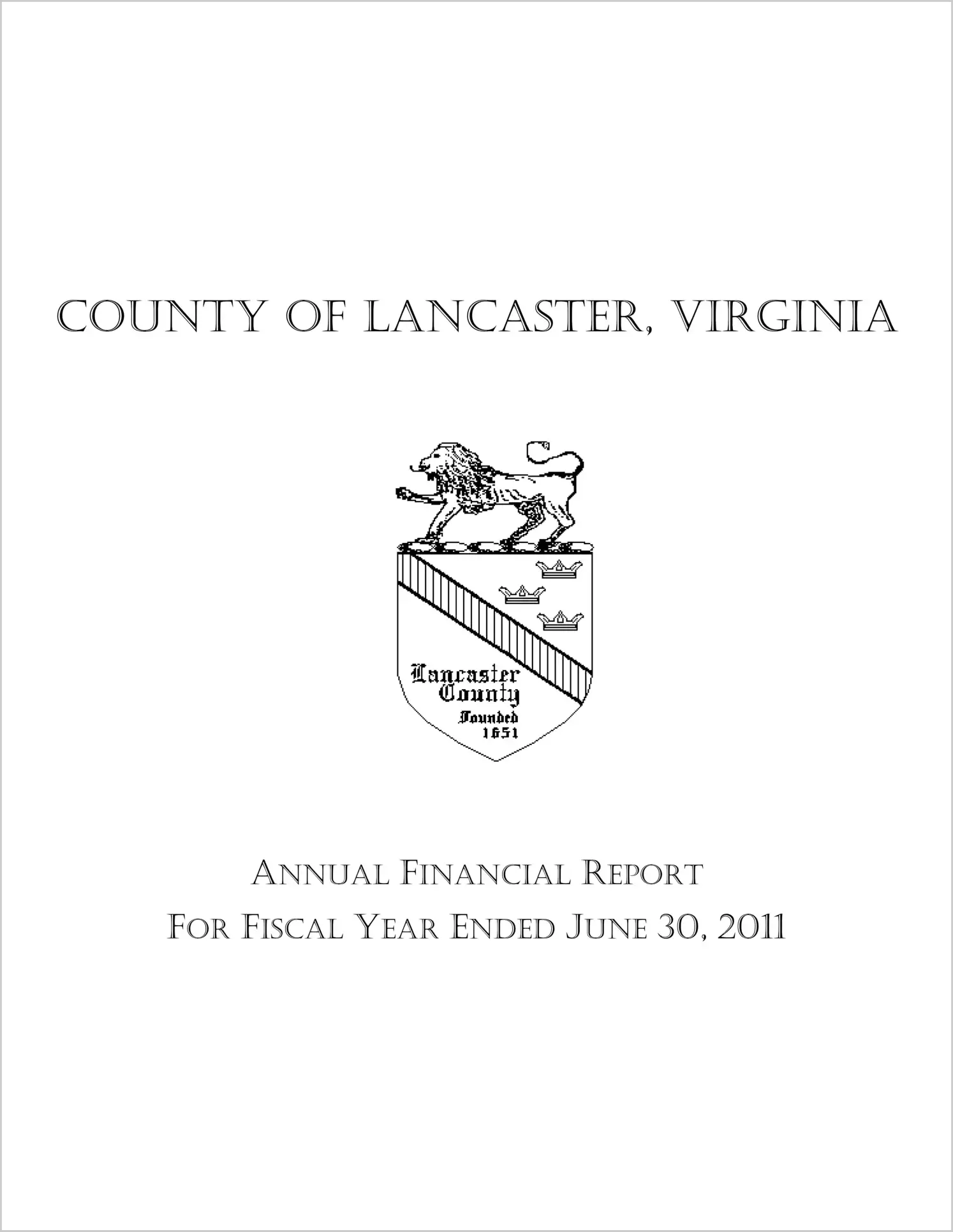 2011 Annual Financial Report for County of Lancaster