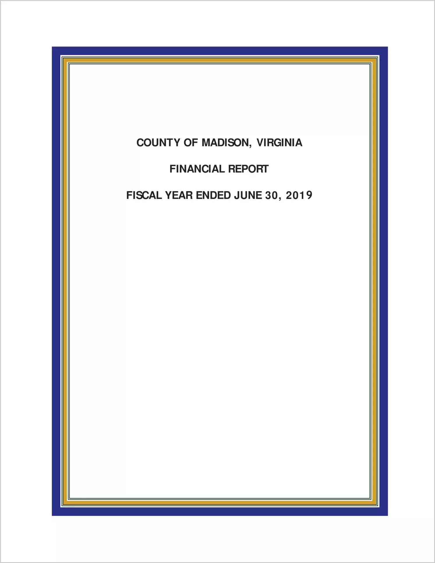 2019 Annual Financial Report for County of Madison