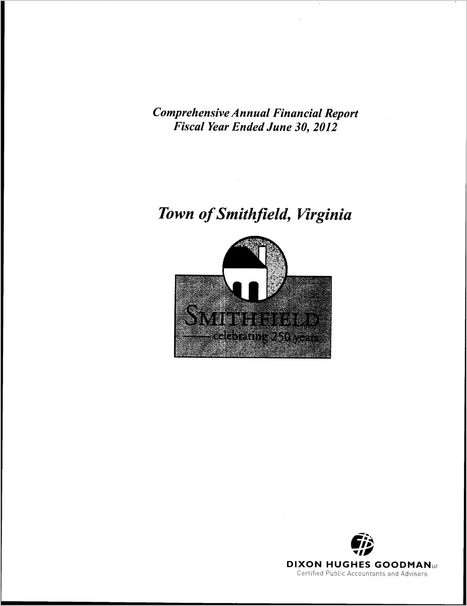 2012 Annual Financial Report for Town of Smithfield