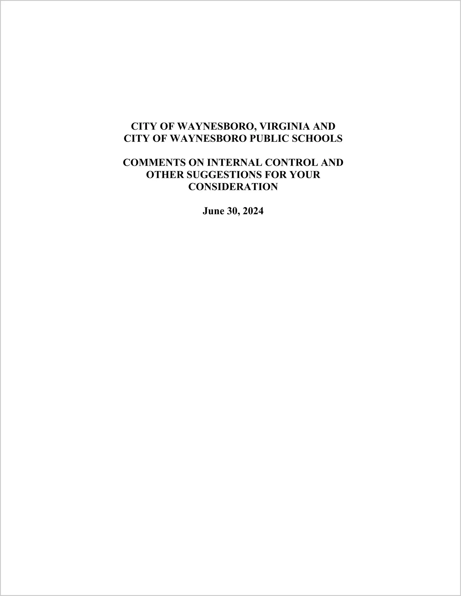 preview of 2024 Management Letter for City of Waynesboro