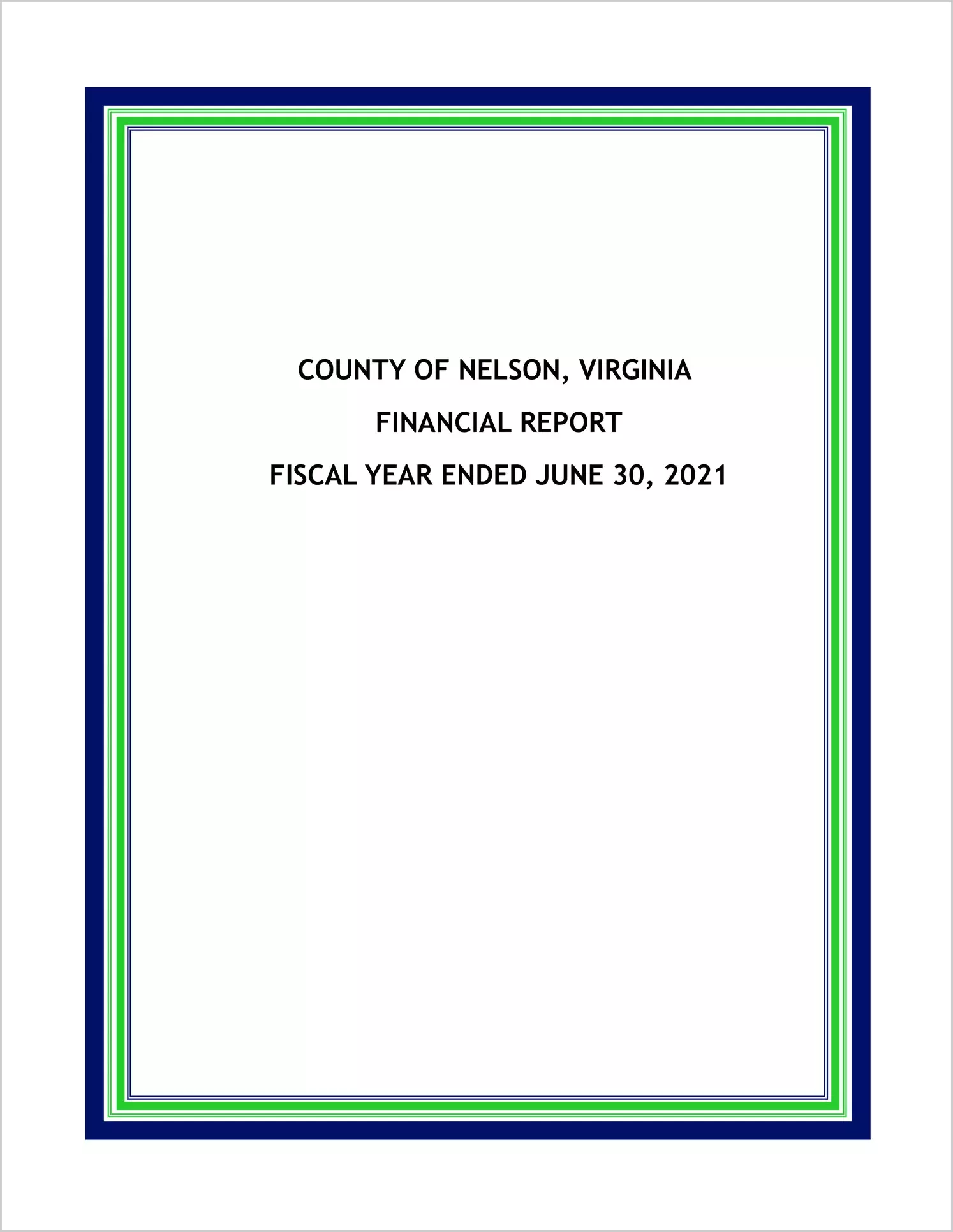 2021 Annual Financial Report for County of Nelson