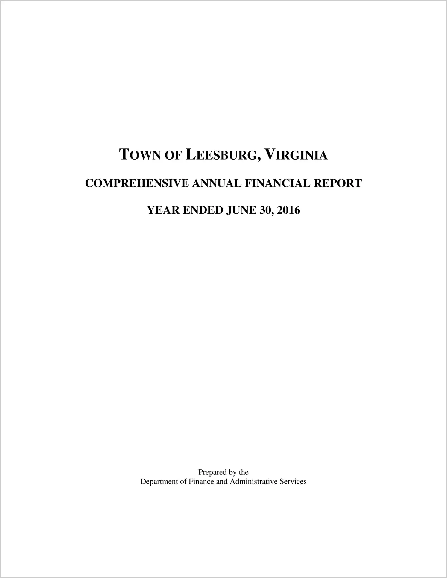 2016 Annual Financial Report for Town of Leesburg