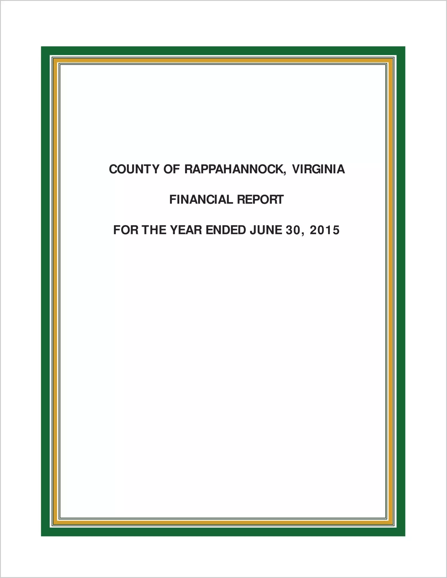 2015 Annual Financial Report for County of Rappahannock