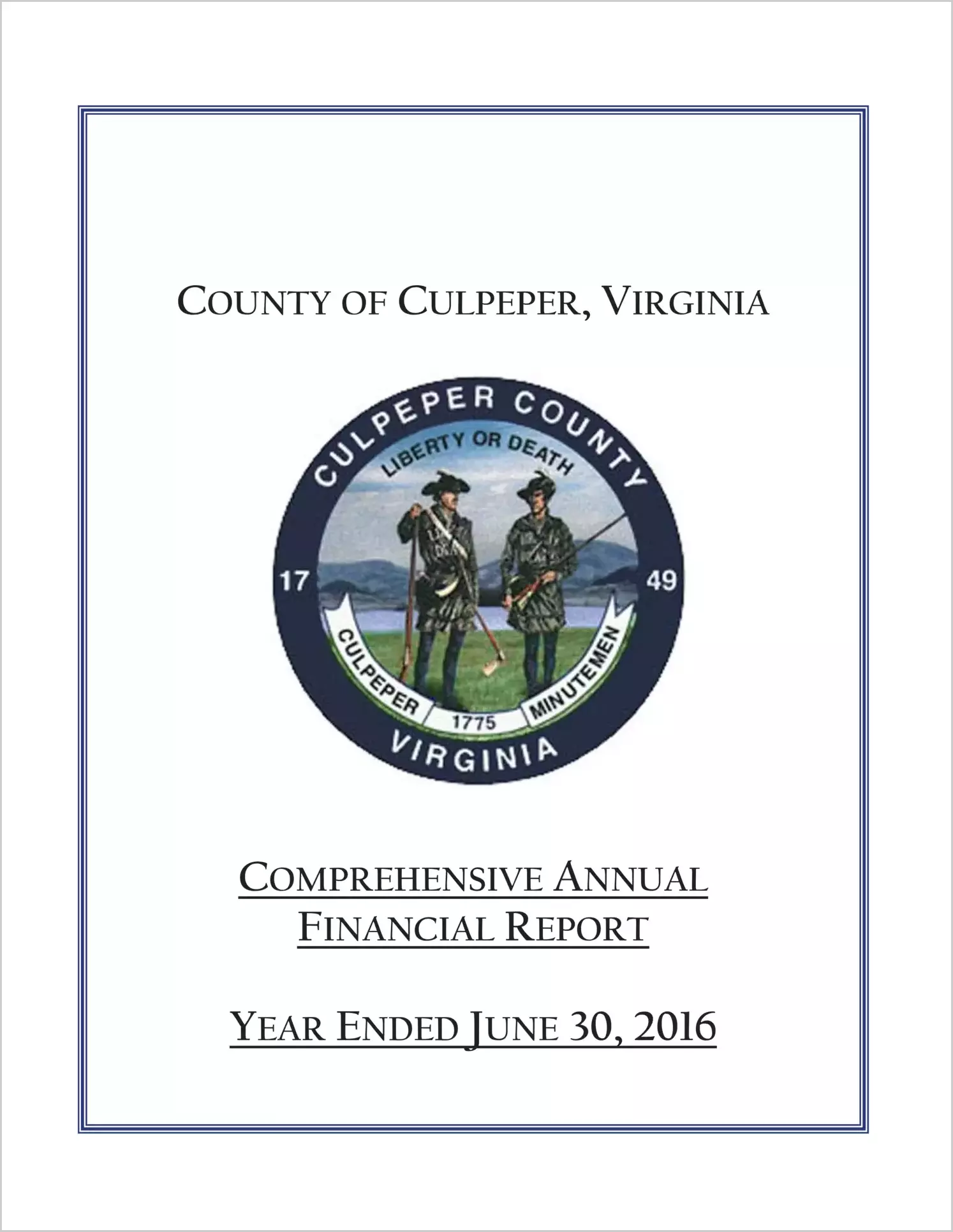 2016 Annual Financial Report for County of Culpeper