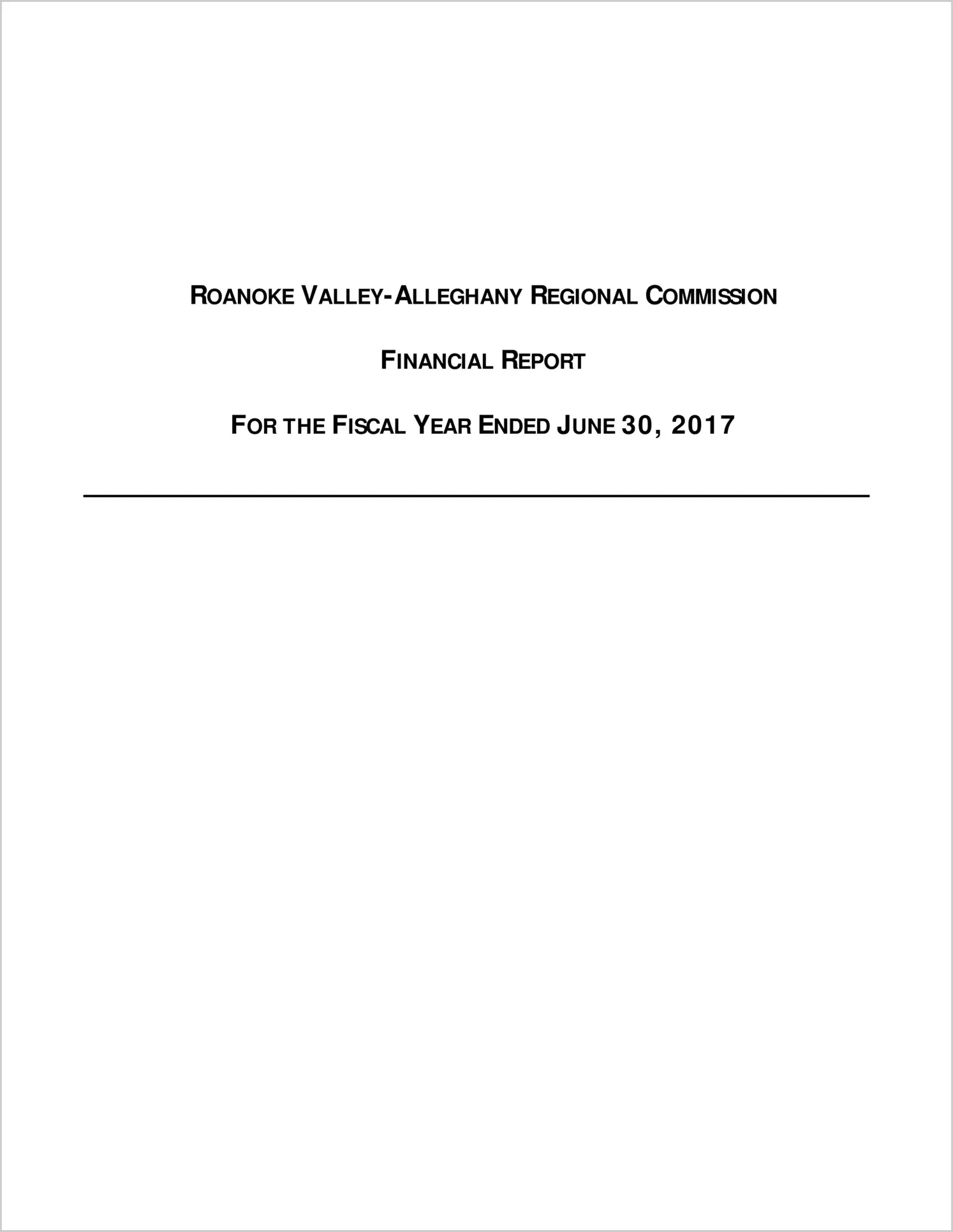2017 ABC/Other Annual Financial Report  for Roanoke Valley-Alleghany Regional Commission