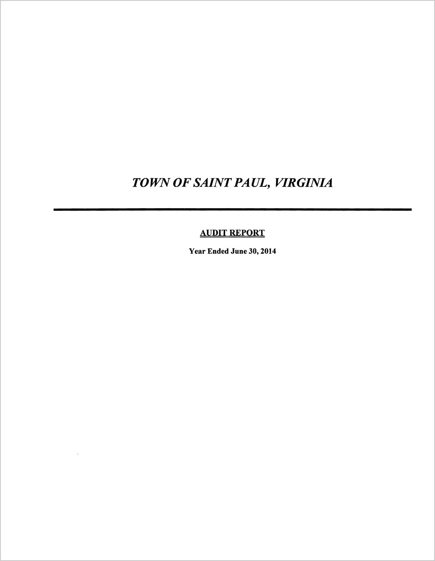 2014 Annual Financial Report for Town of Saint Paul