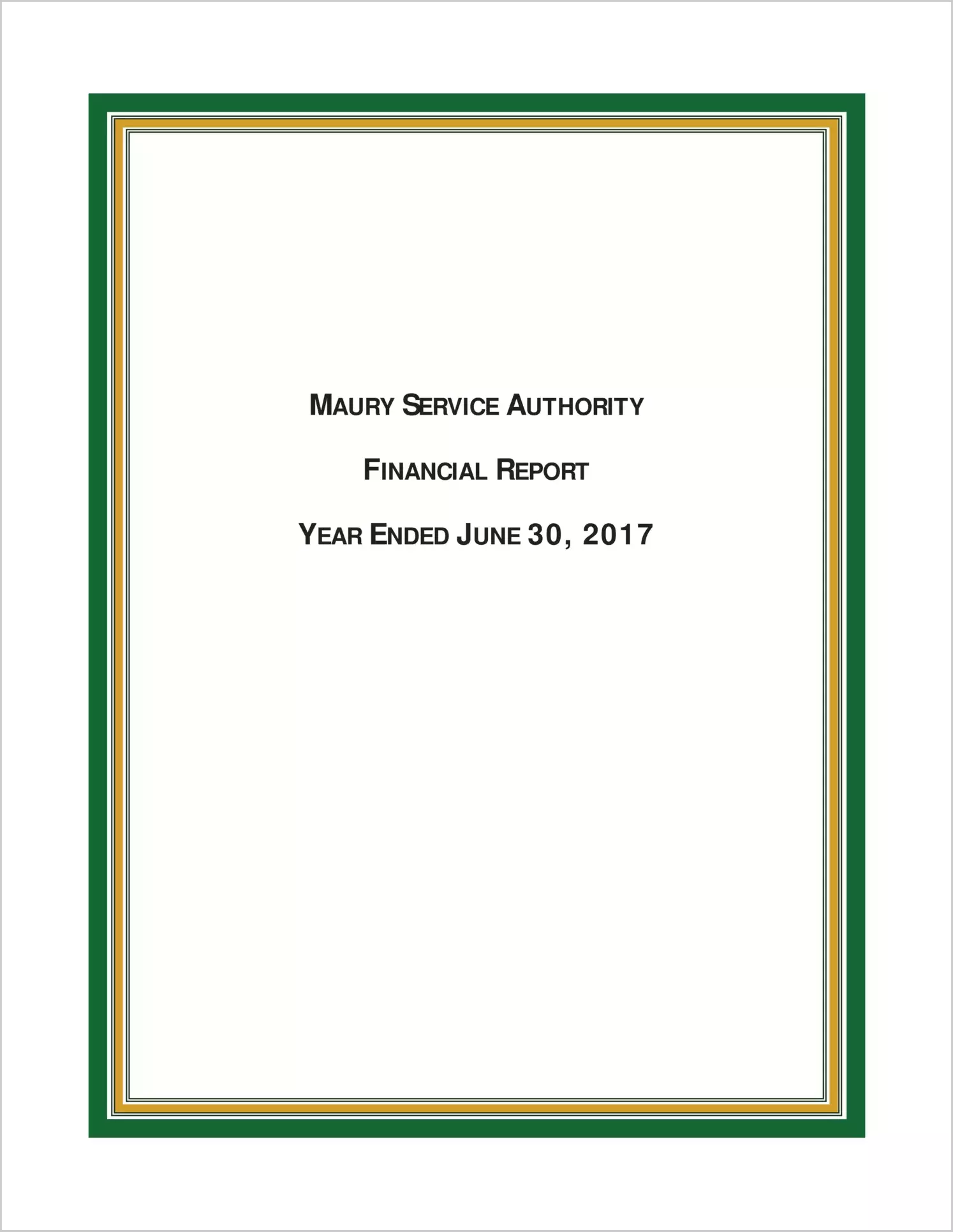 2017 ABC/Other Annual Financial Report  for Maury Service Authority