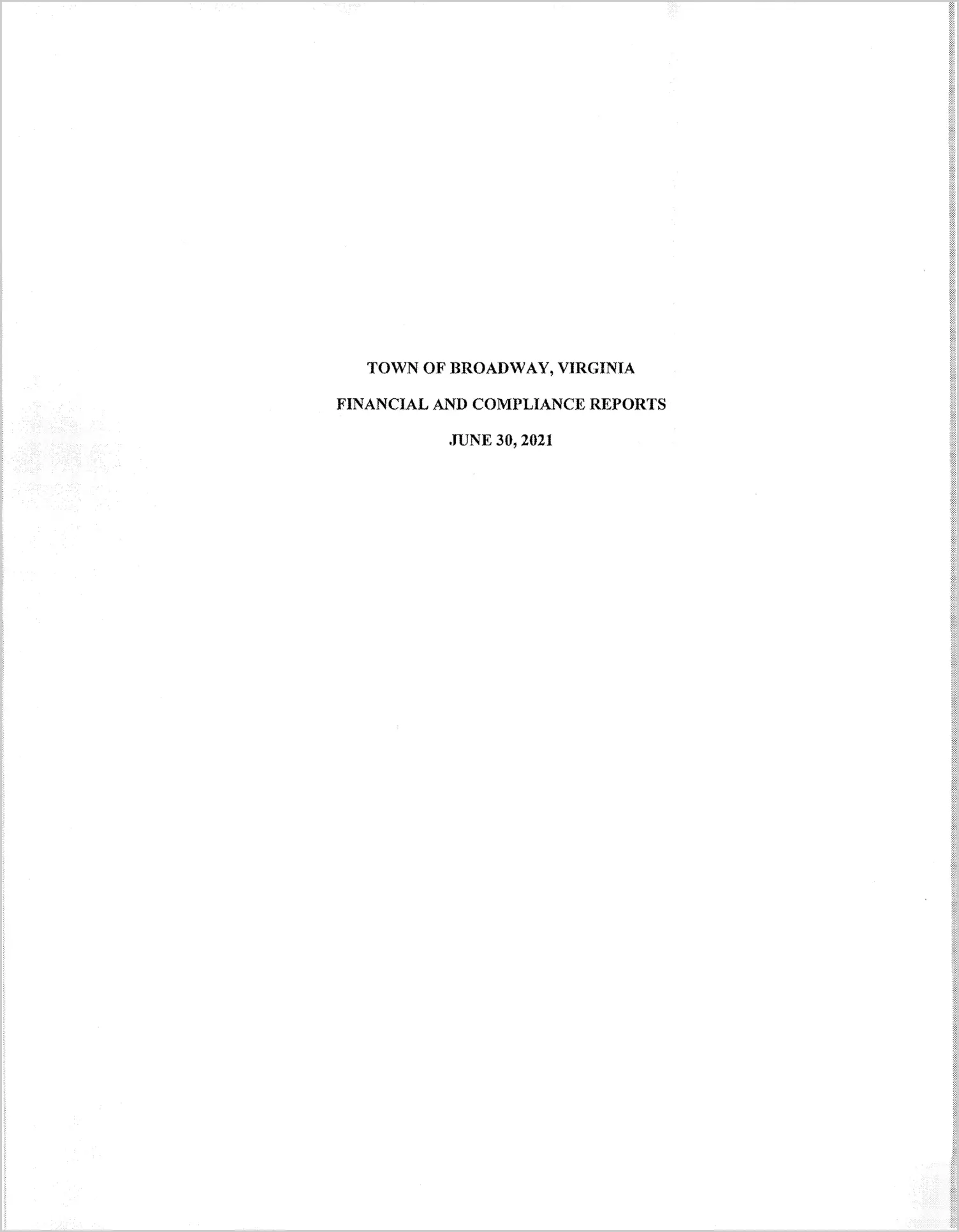 2021 Annual Financial Report for Town of Broadway