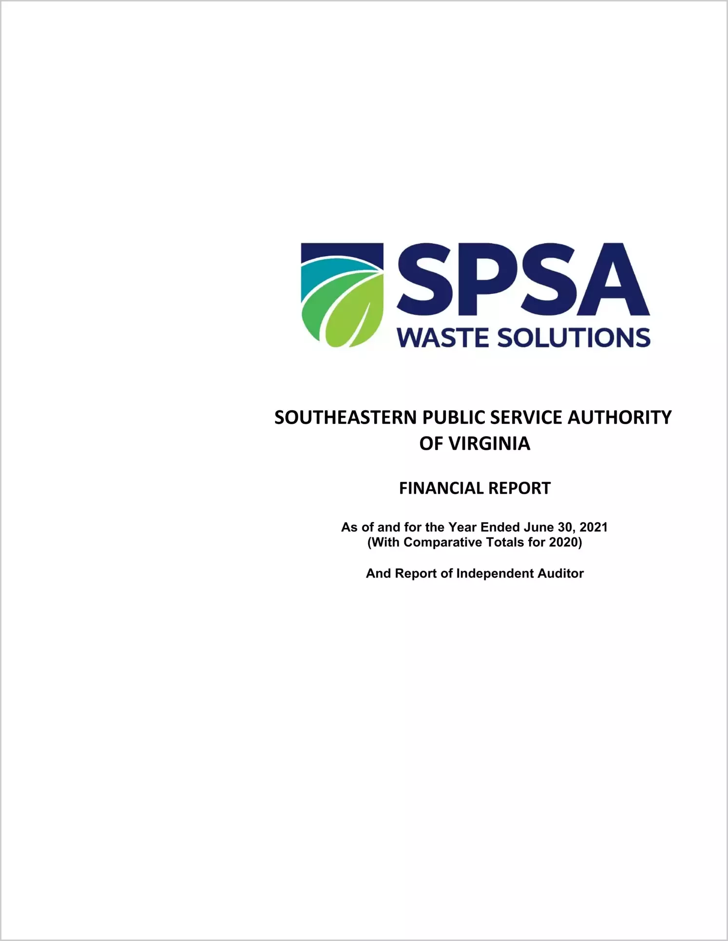 preview of 2021 ABC/Other Annual Financial Report for Southeastern Public Service Authority