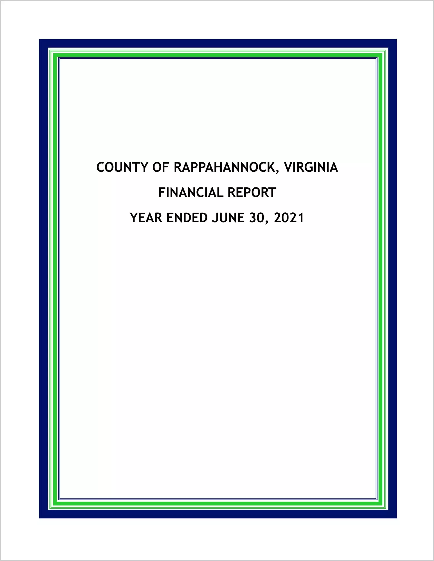 2021 Annual Financial Report for County of Rappahannock