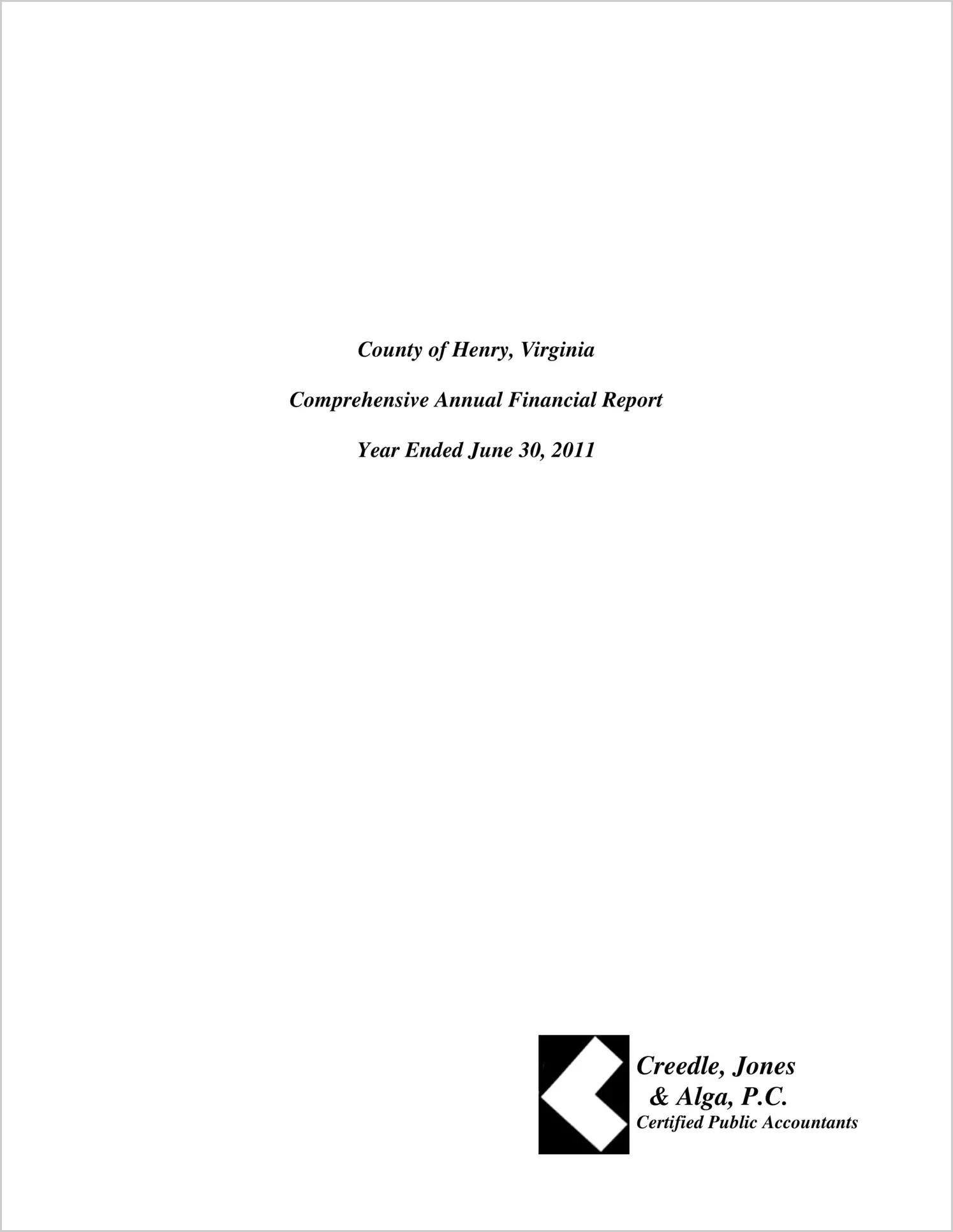 2011 Annual Financial Report for County of Henry