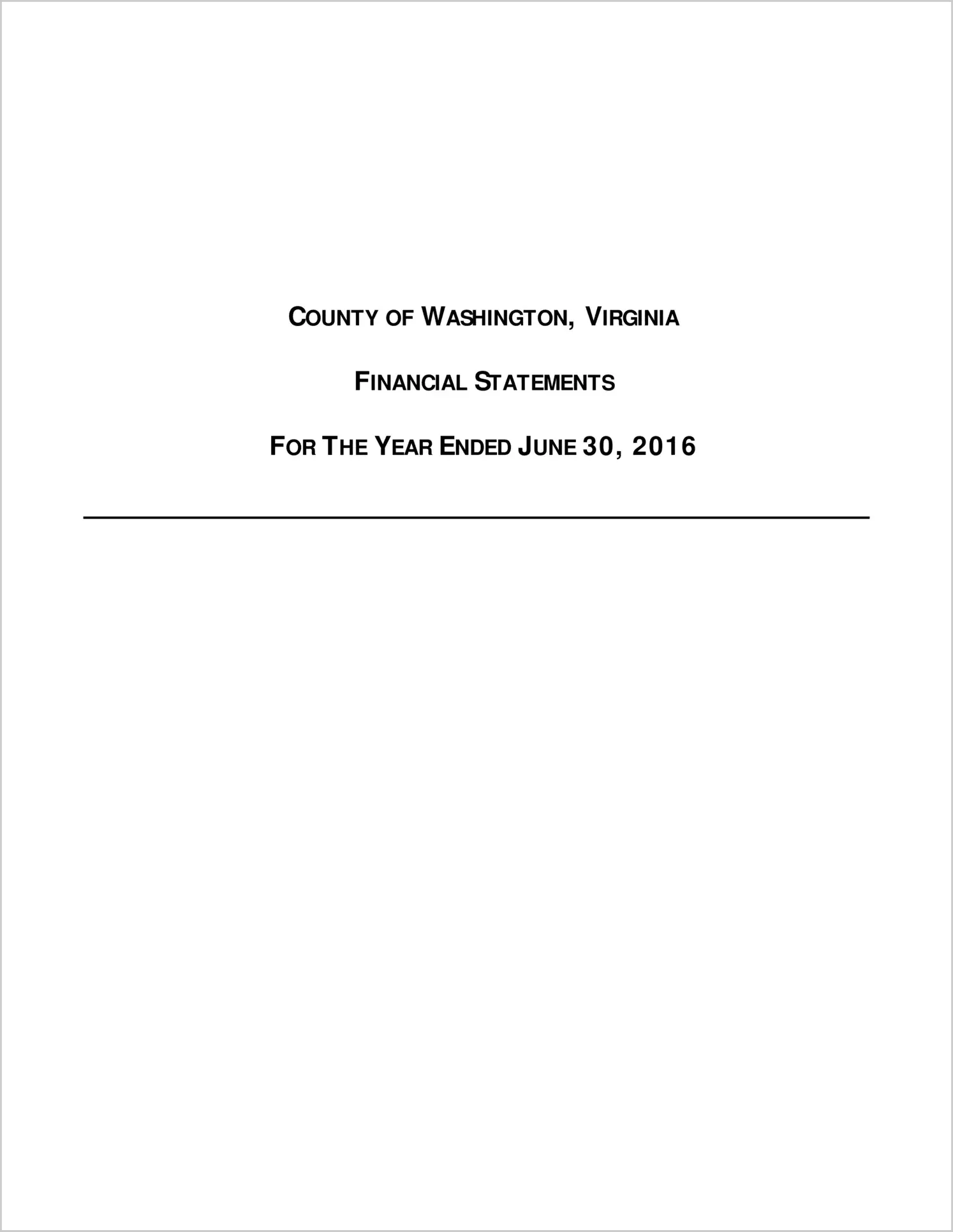 2016 Annual Financial Report for County of Washington