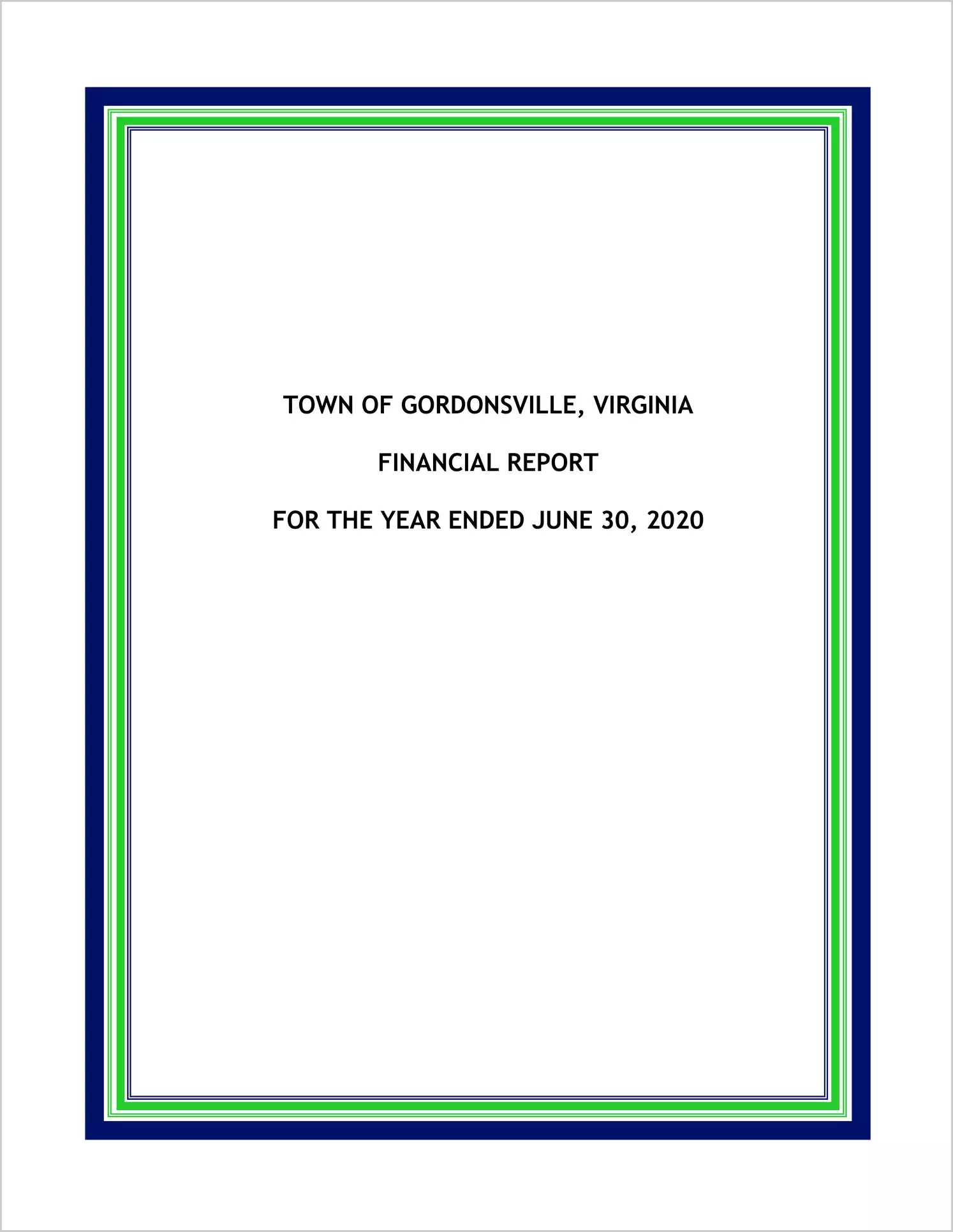 2020 Annual Financial Report-Small Town for Town of Gordonsville