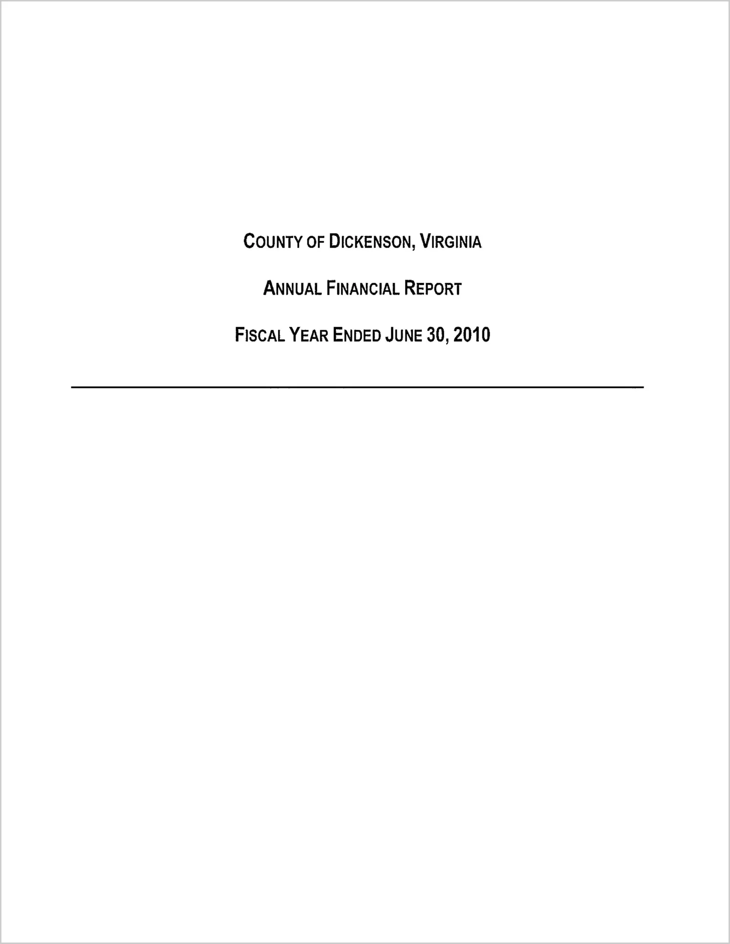 2010 Annual Financial Report for County of Dickenson