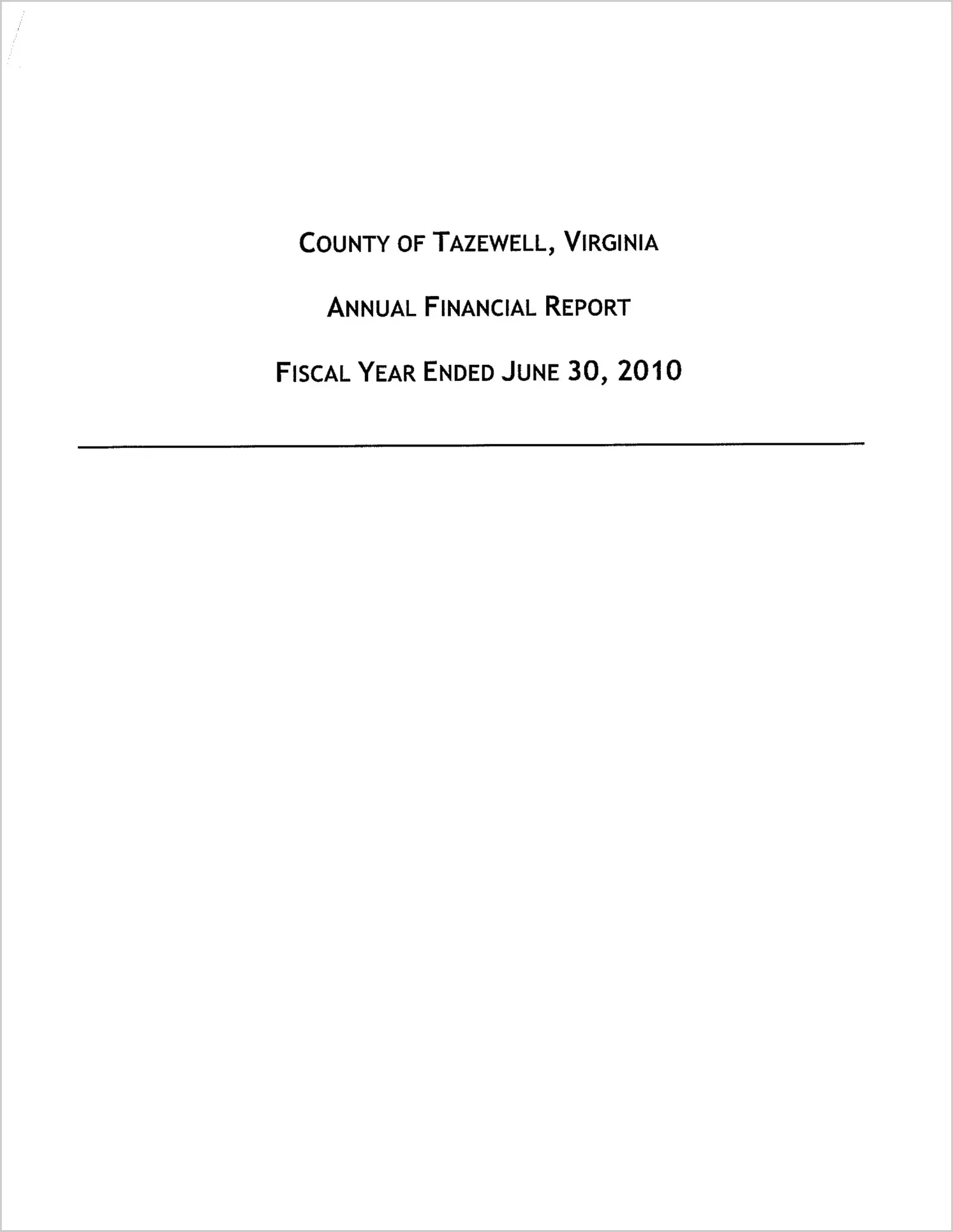 2010 Annual Financial Report for County of Tazewell