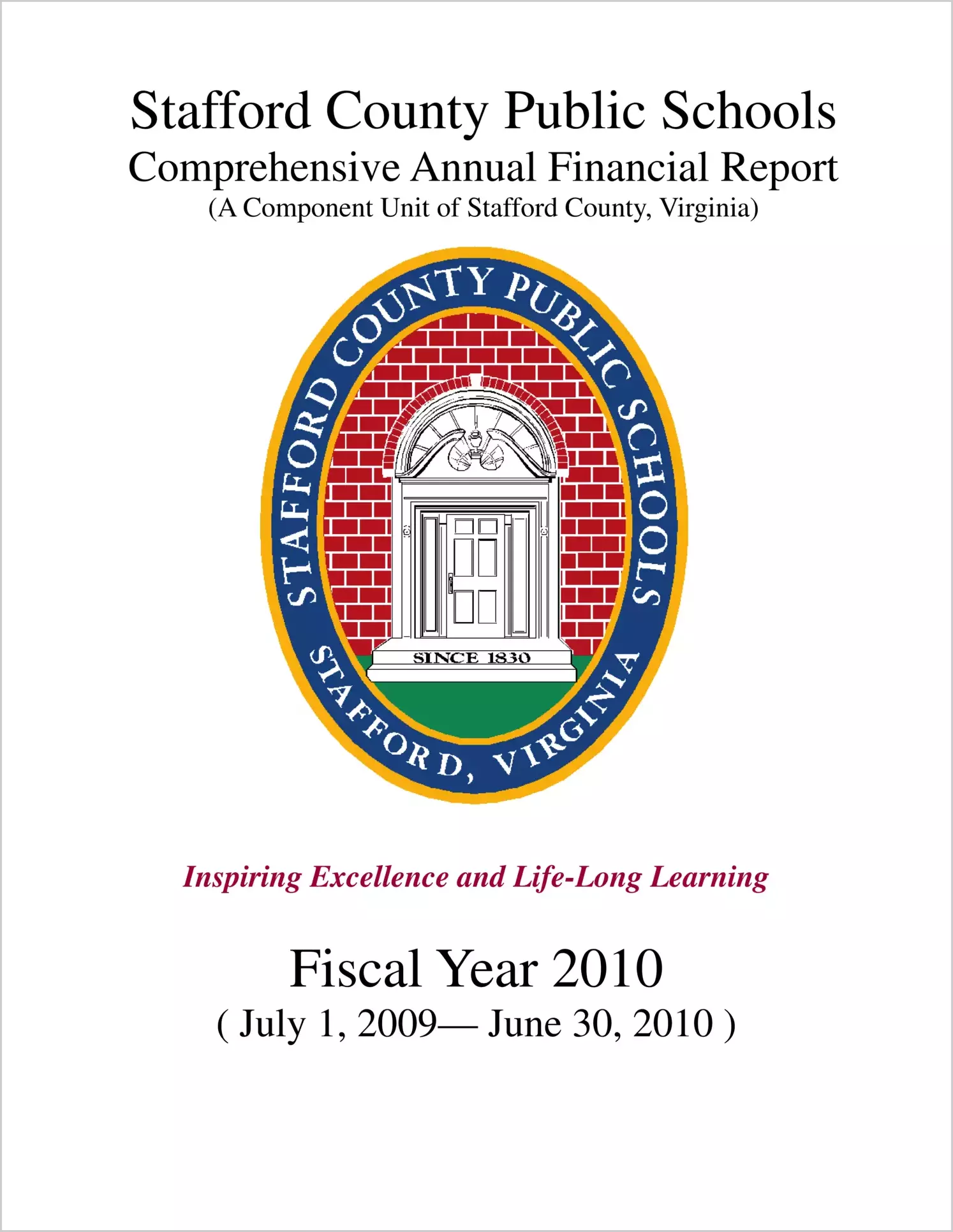 2010 Public Schools Annual Financial Report for County of Stafford