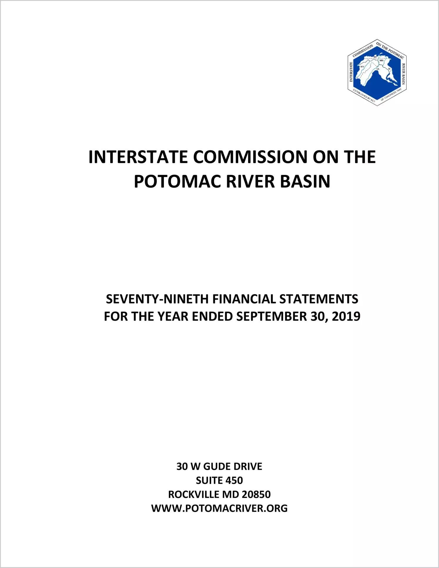 2019 ABC/Other Annual Financial Report  for Interstate Commission on Potomac River Basin