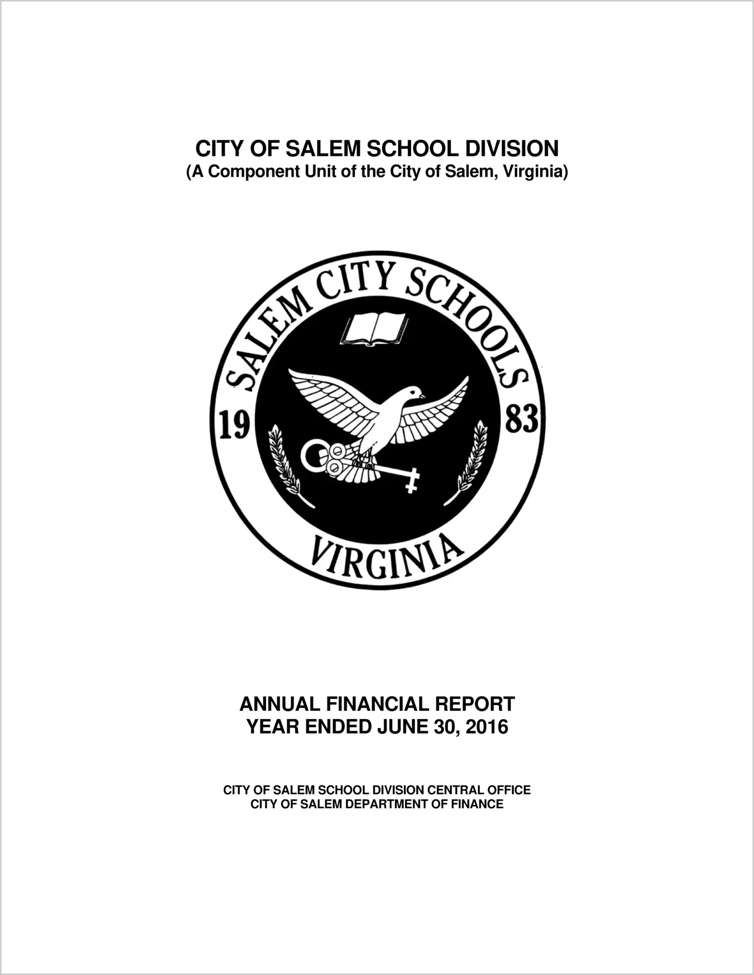 2016 Public Schools Annual Financial Report for City of Salem