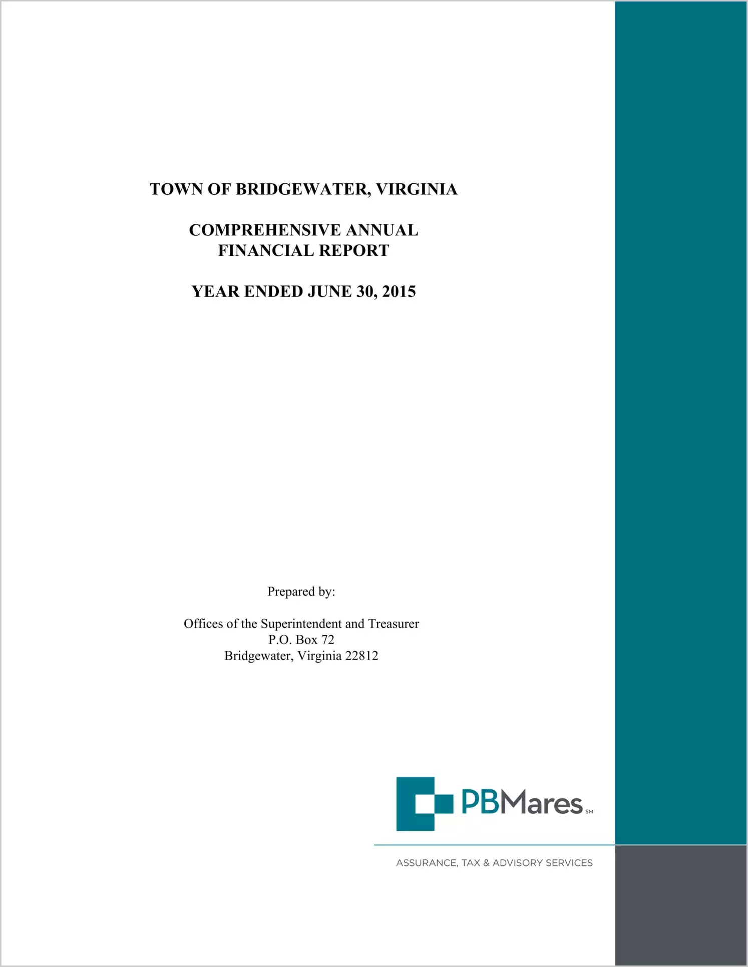 2015 Annual Financial Report for Town of Bridgewater