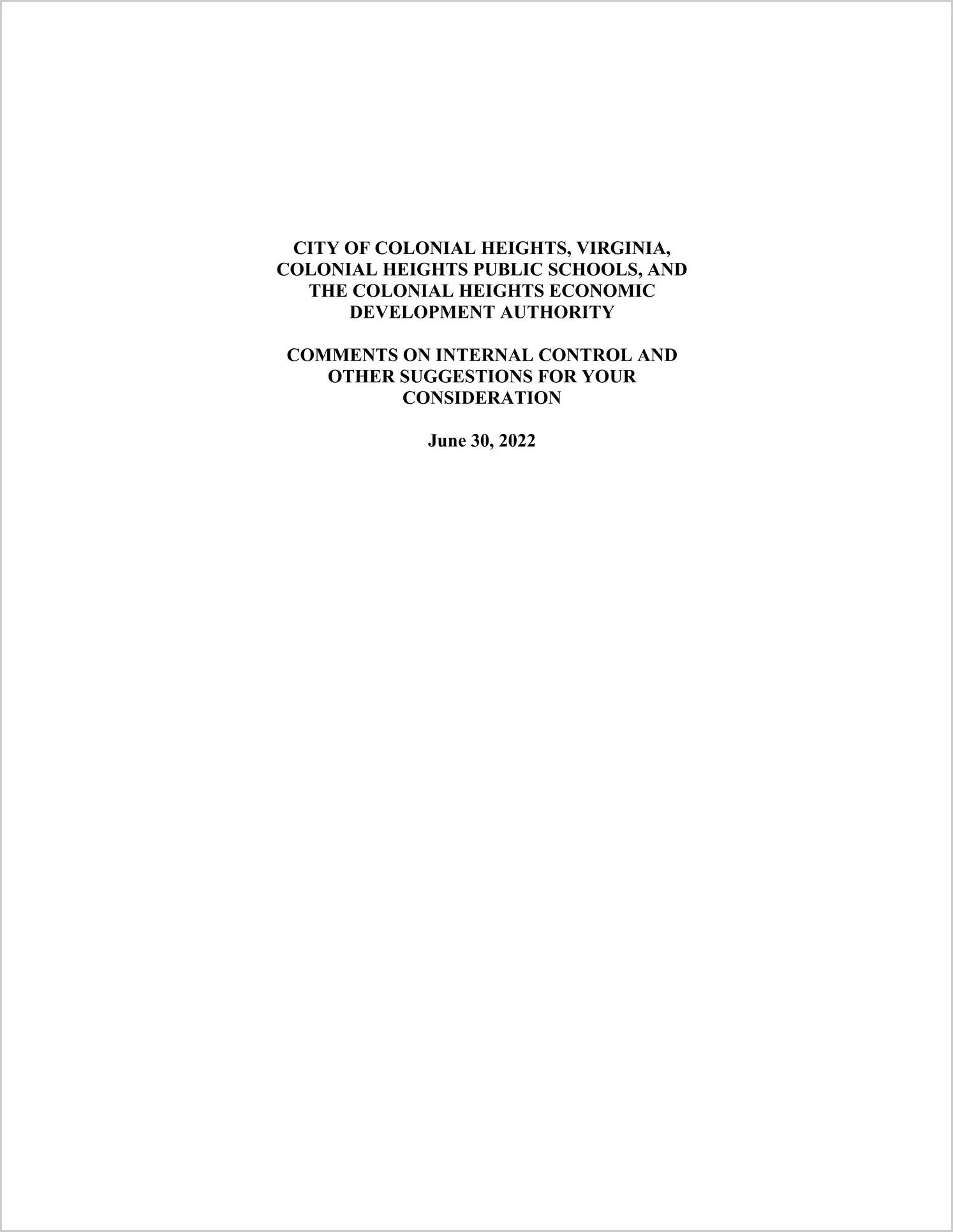 preview of 2022 Management Letter for City of Colonial Heights