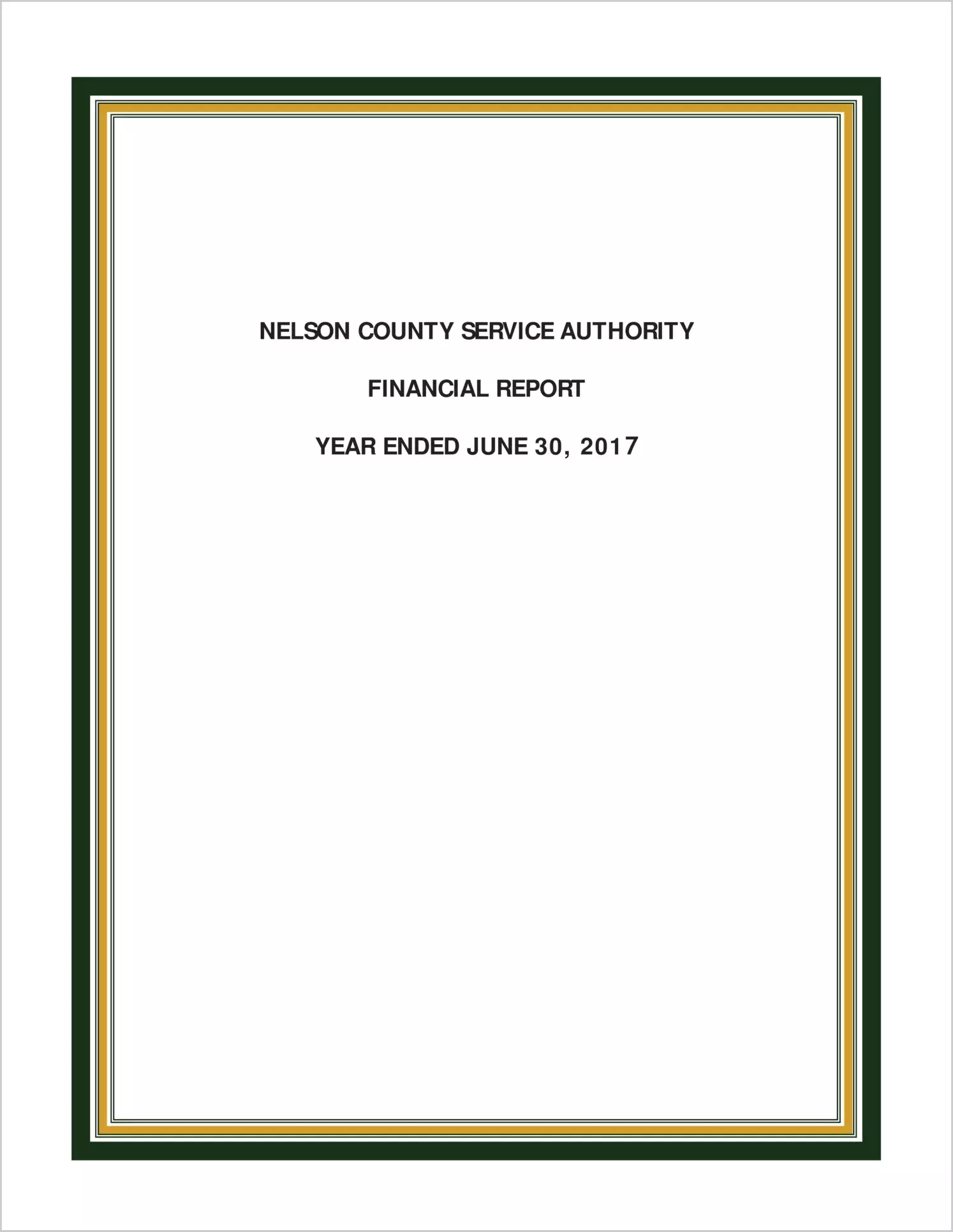 2017 ABC/Other Annual Financial Report  for Nelson County Service Authority