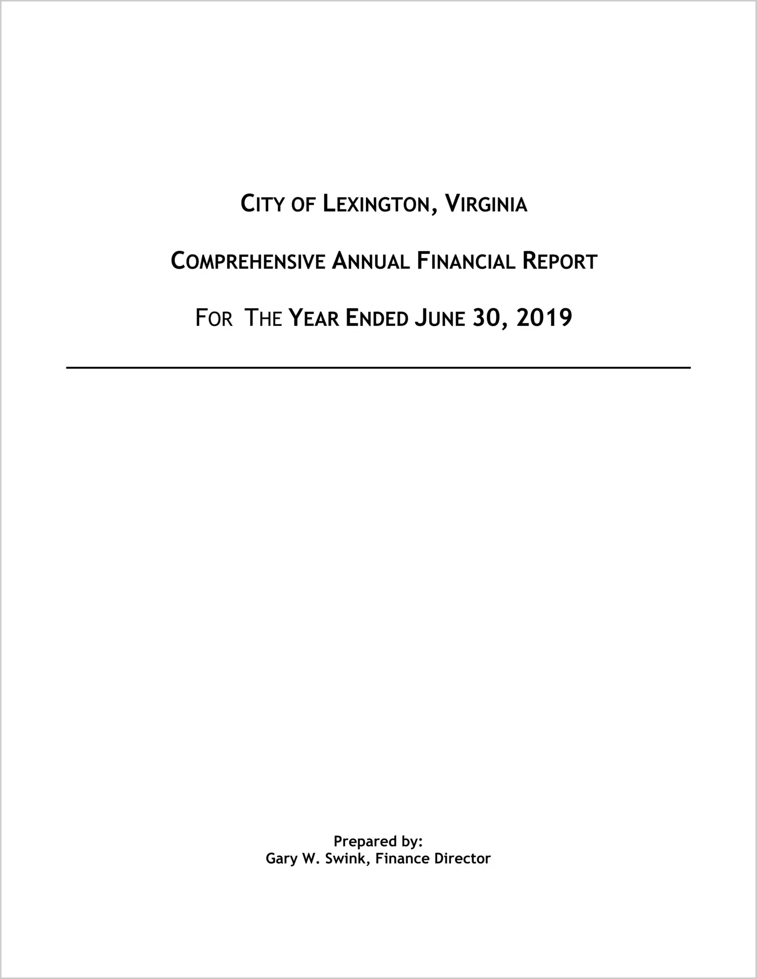 2019 Annual Financial Report for City of Lexington