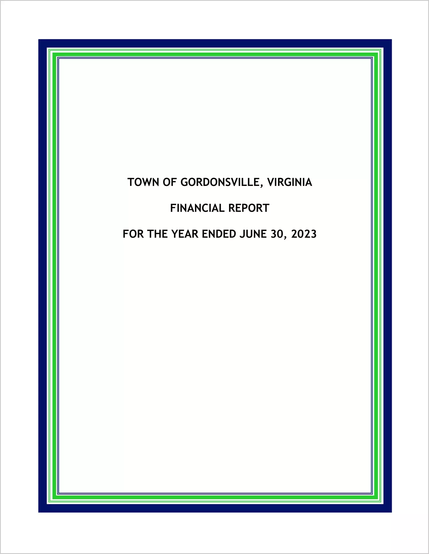 2023 Annual Financial Report for Town of Gordonsville