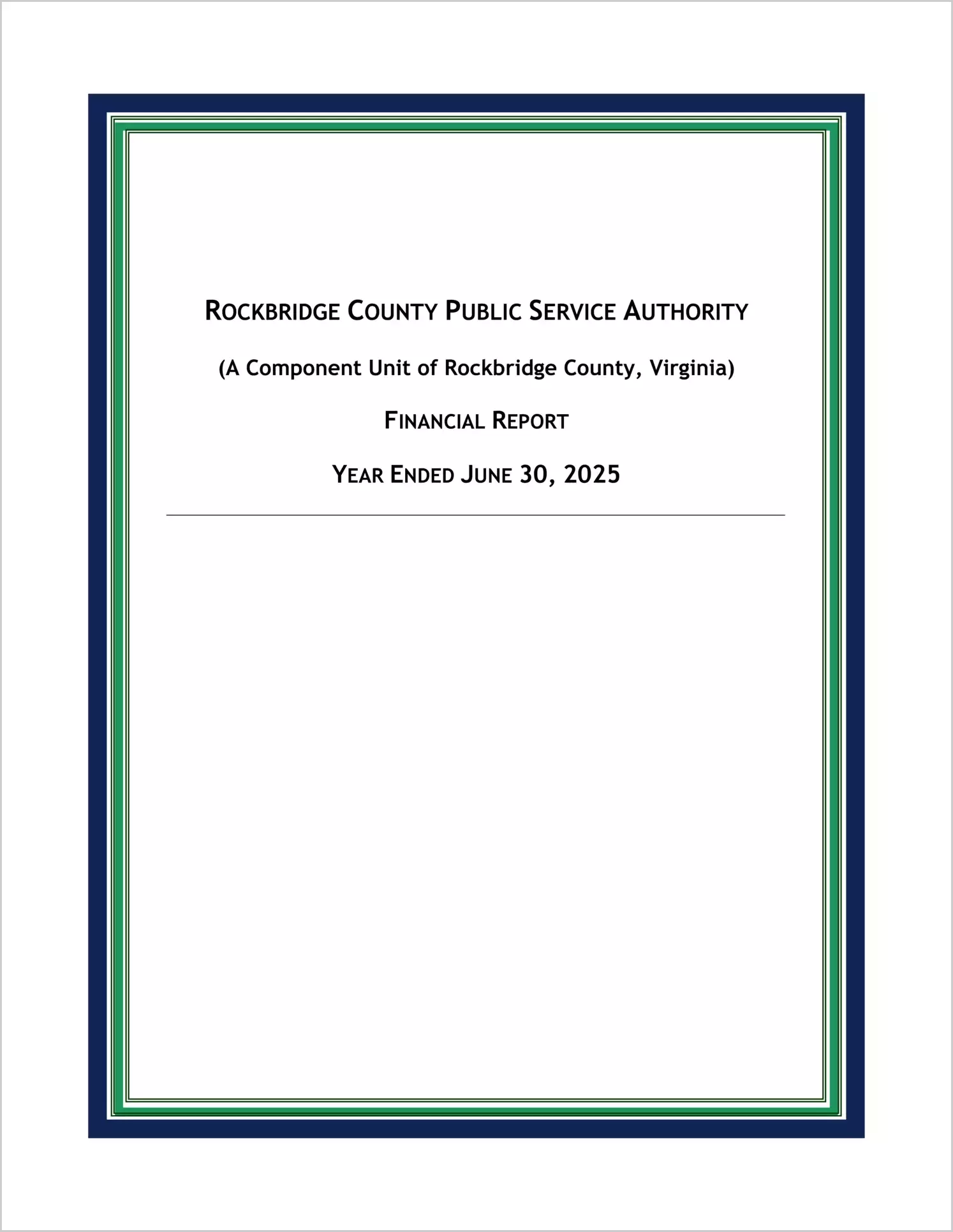 preview of 2025 ABC/Other Annual Financial Report for Rockbridge County Public Service Authority