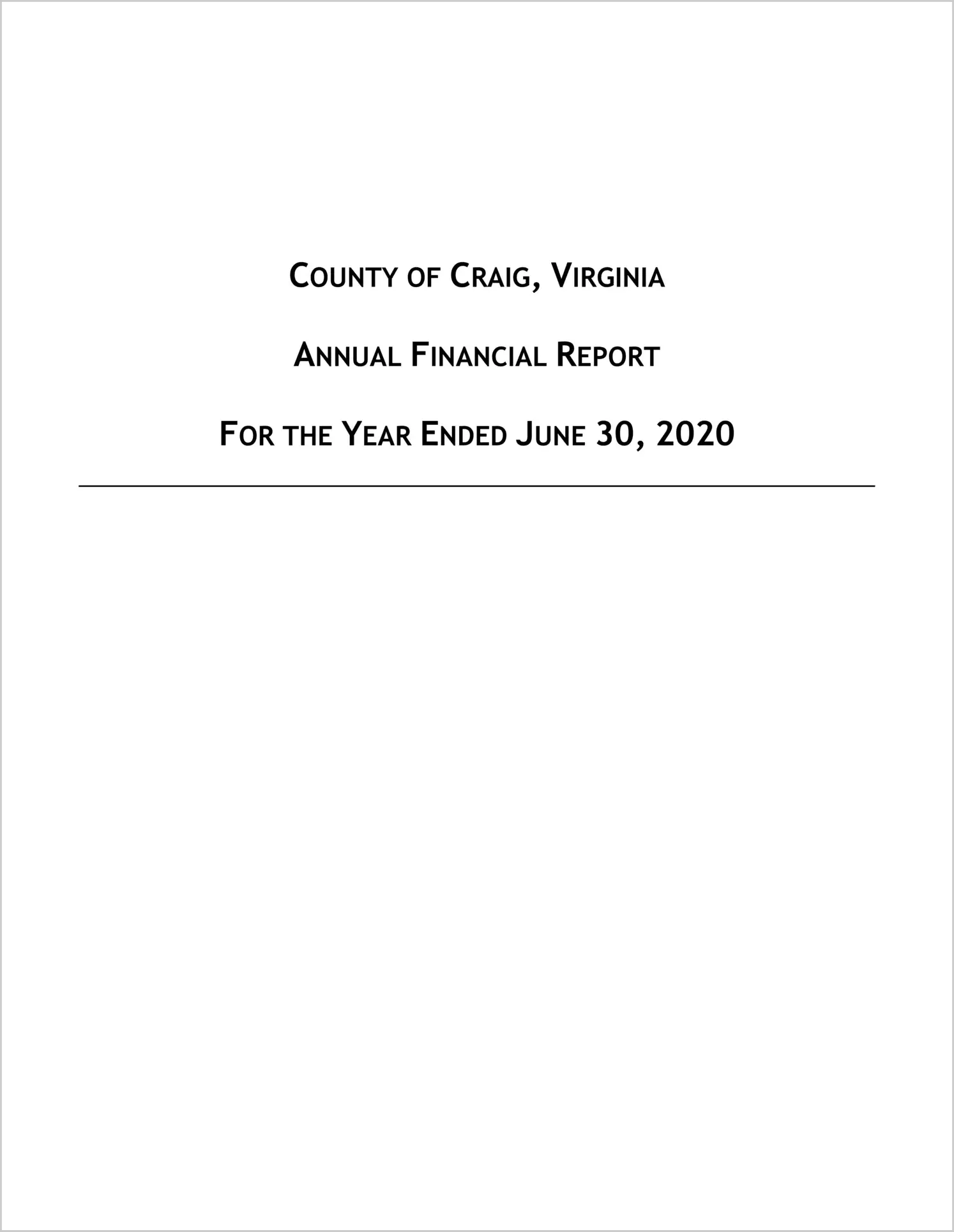 2020 Annual Financial Report for County of Craig