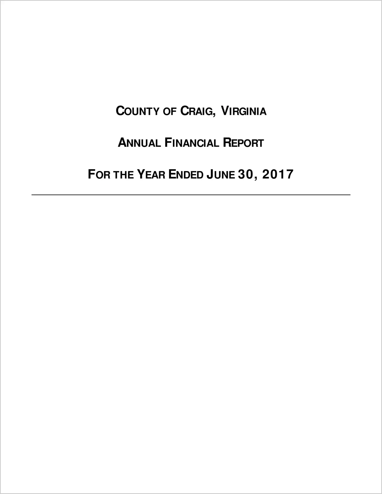 2017 Annual Financial Report for County of Craig