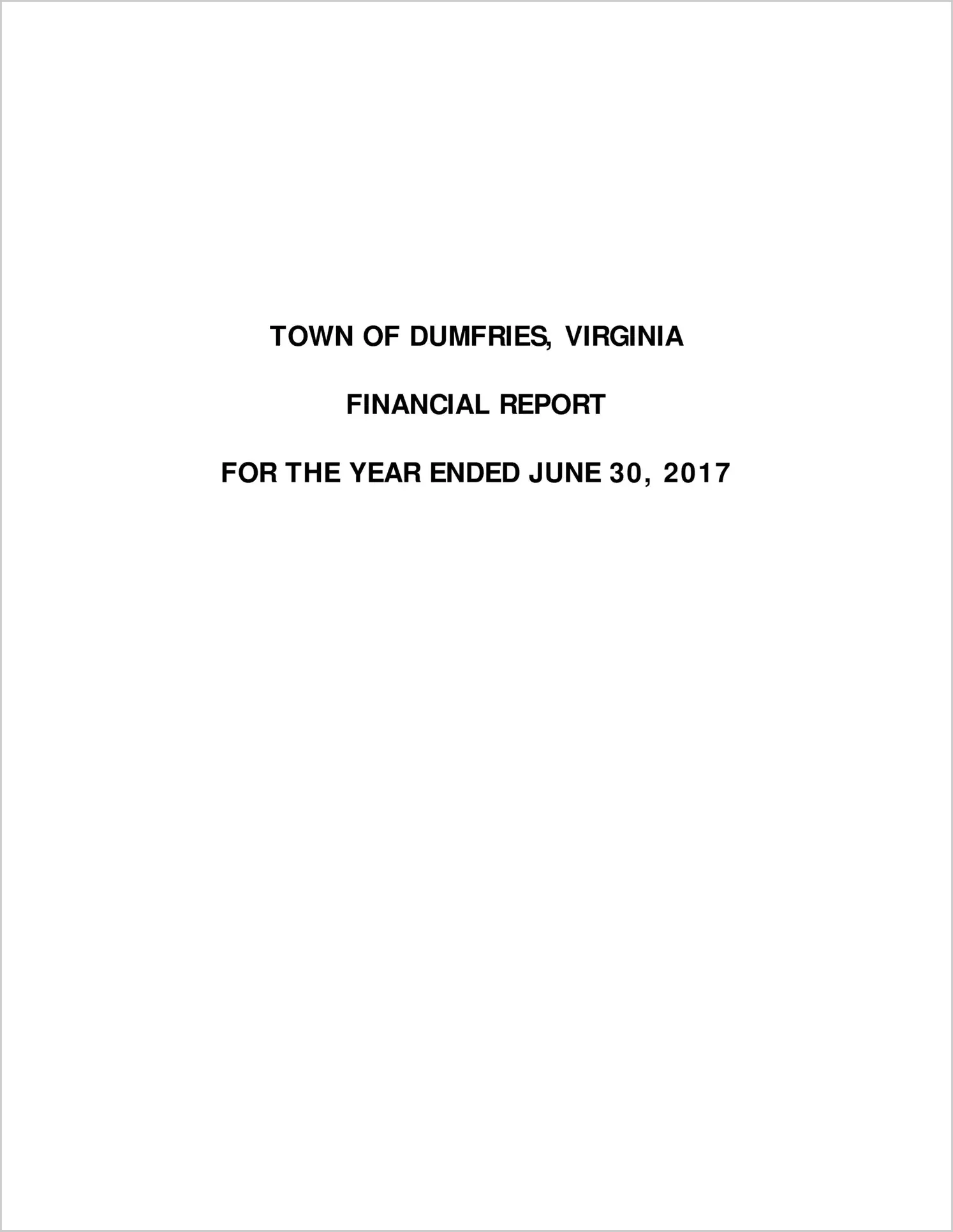 2017 Annual Financial Report for Town of Dumfries