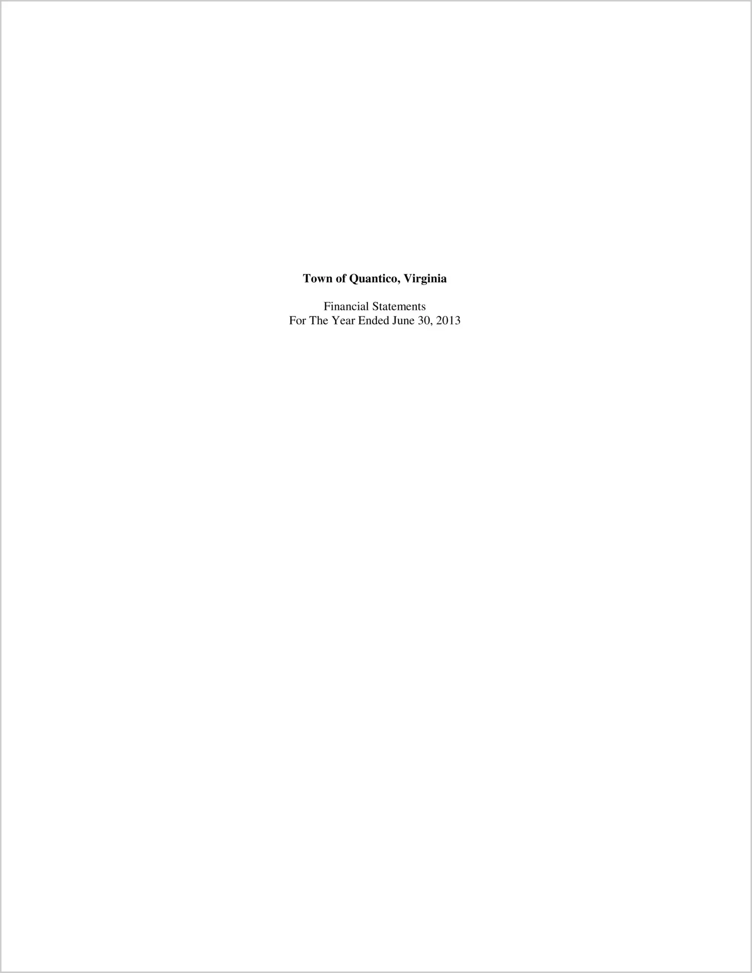 2013 Annual Financial Report for Town of Quantico