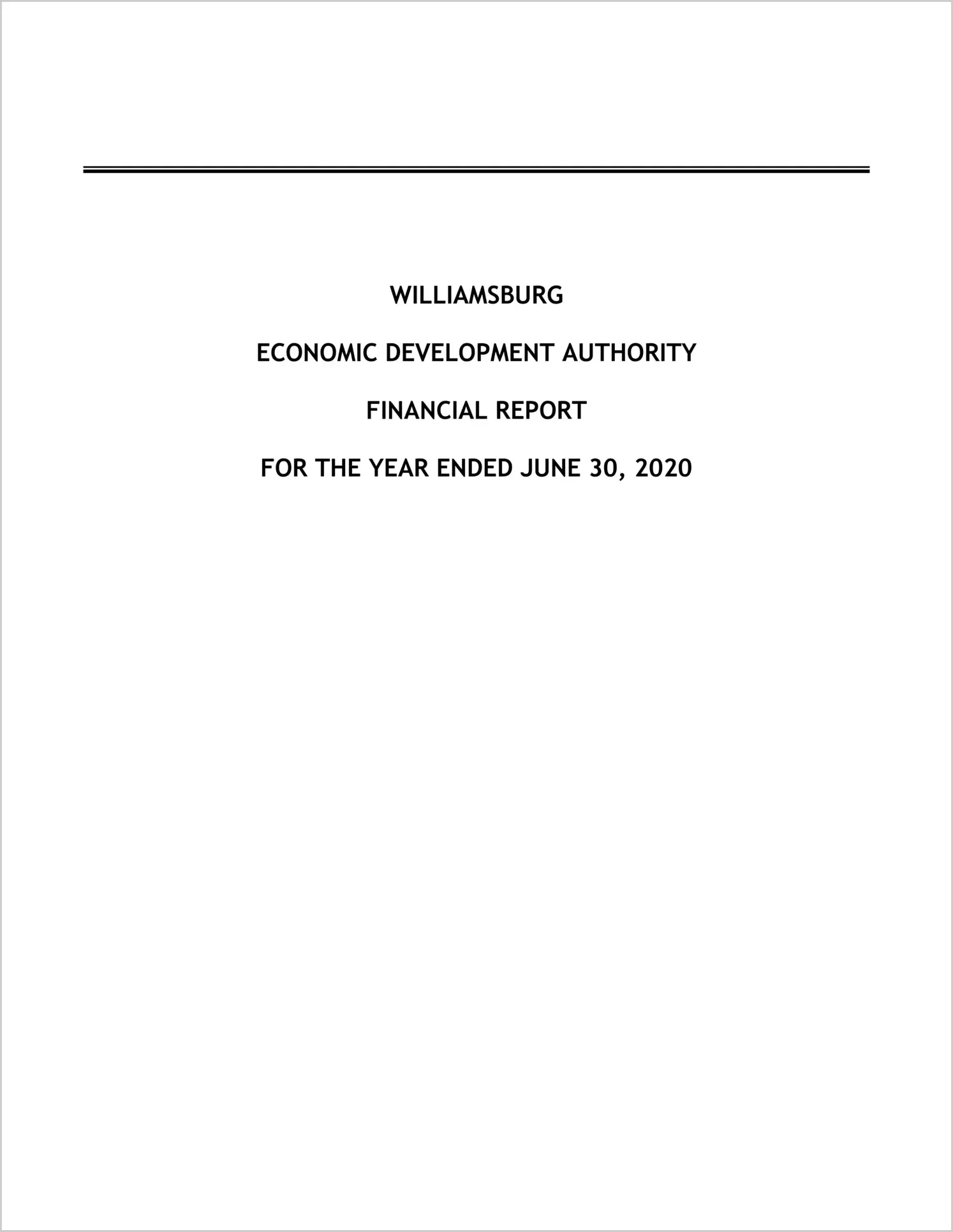 preview of 2020 ABC/Other Annual Financial Report for Williamsburg Economic Development Authority