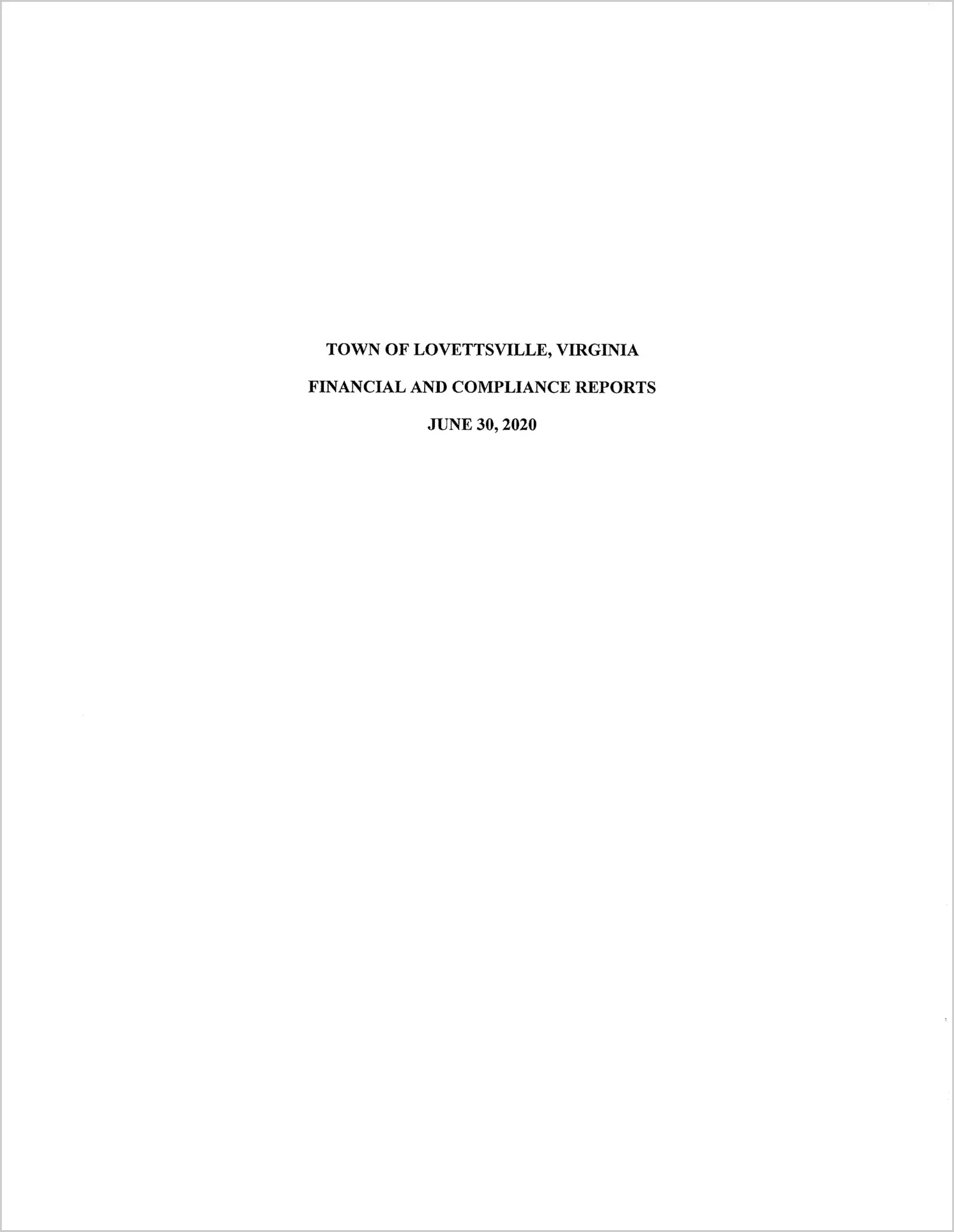 2020 Annual Financial Report for Town of Lovettsville