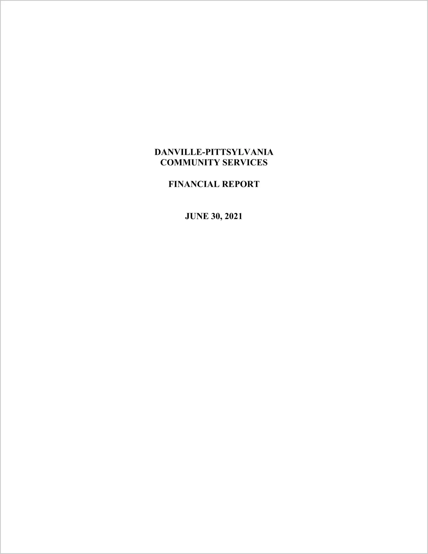 2021 ABC/Other Annual Financial Report  for Danville-Pittsylvania Community Services