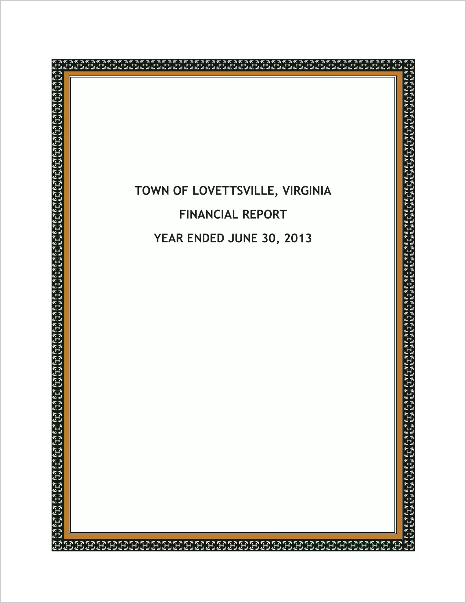 2013 Annual Financial Report for Town of Lovettsville